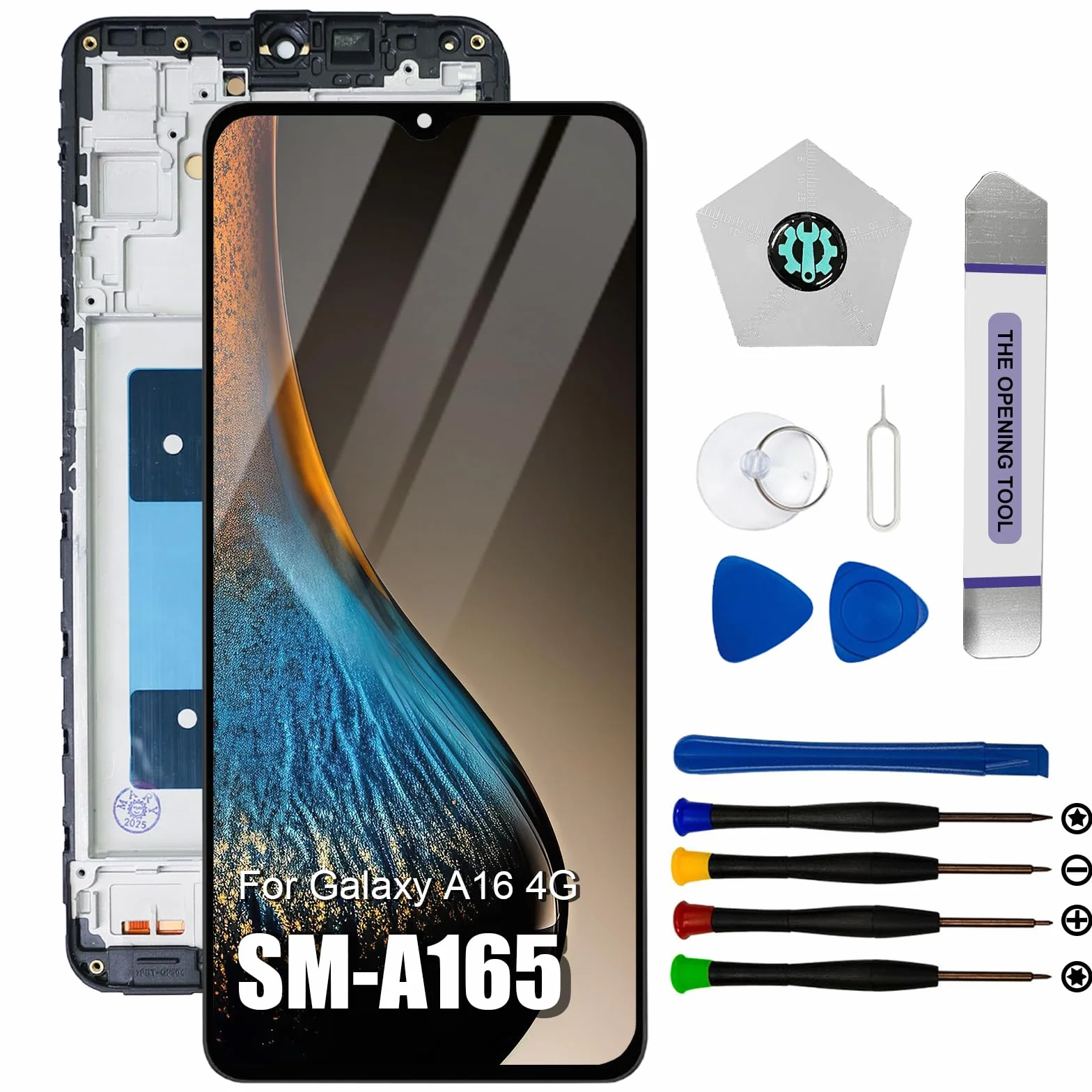 Dinow Schermo per Samsung Galaxy A16 4G SM-A165F, SM-A165M, Schermo di Ricambio per Samsung Galaxy A16 LCD Touch A165 Digitalizzatore con cornice (con strumento di riparazione)