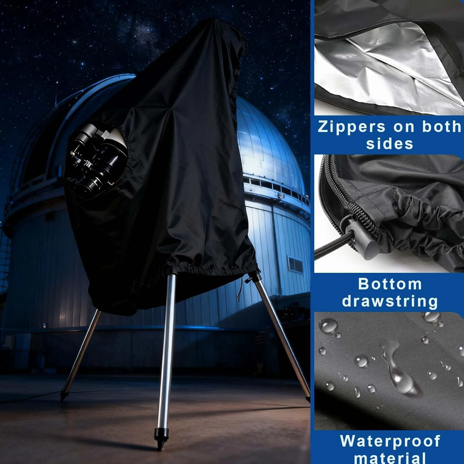 150 * 85 cm coperturaimpermeabilepertelescopio, 420D, coperturatelescopioperesterni, CoperturaProtettivadelTelescopio, Telescopio Antipolvere Copertura, impermeabile, antivento e antifreddo