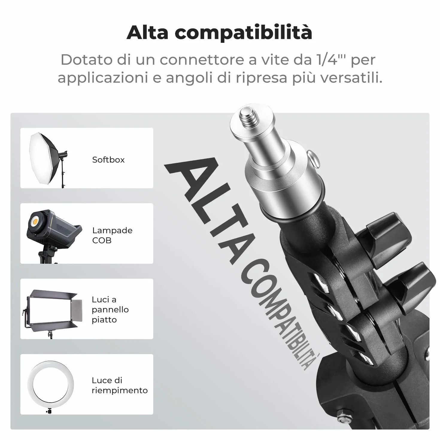K&F CONCEPT Treppiede per fotografia, 2 m, portatile, estensibile, per foto e video, con vite da 1/4" per illuminazione, luce stroboscopica, webcam, fotocamere, softbox, con custodia