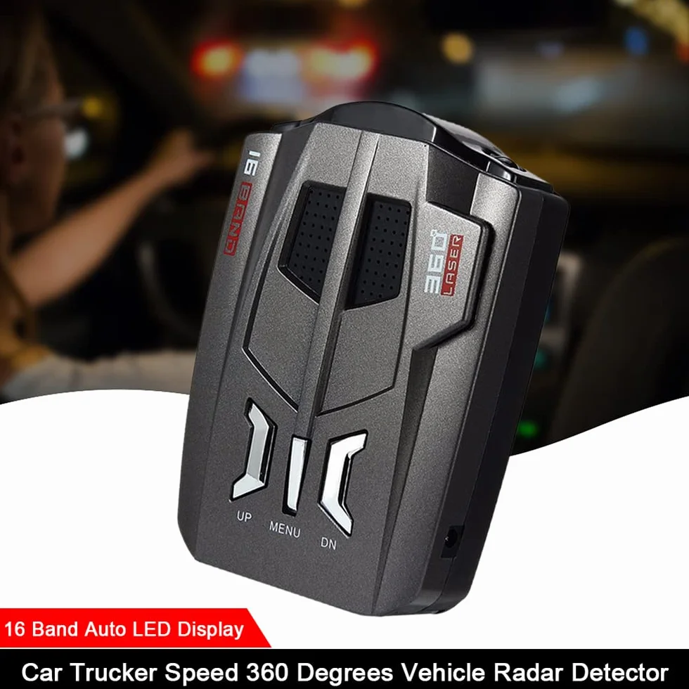 Rilevatore radar per auto a 360 gradi Grey, dispositivo di avviso vocale a LED a LED con 200-800 m di avvertimento remoto a lunga distanza, linguaggi Multri supportati