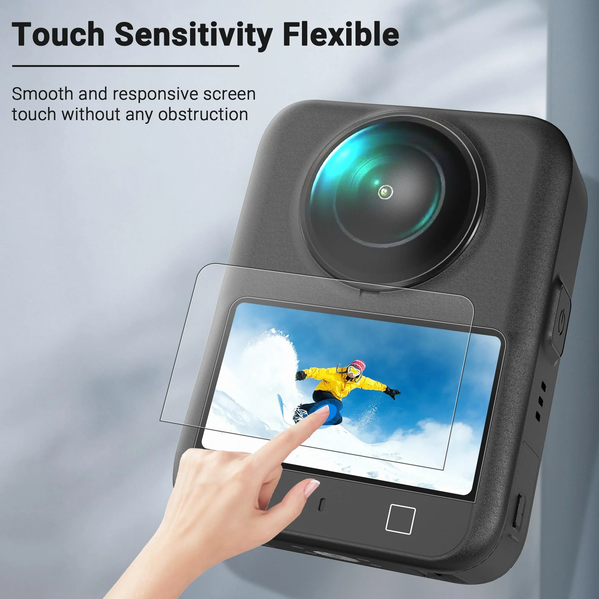 CYNOVA OSMO 360 - Pellicola protettiva per display per DJI OSMO 360, con kit di calibrazione per auto, in vetro temperato durezza 9H, per protezione DJI OSMO 360, OSMO 360, set di accessori (2 pezzi)