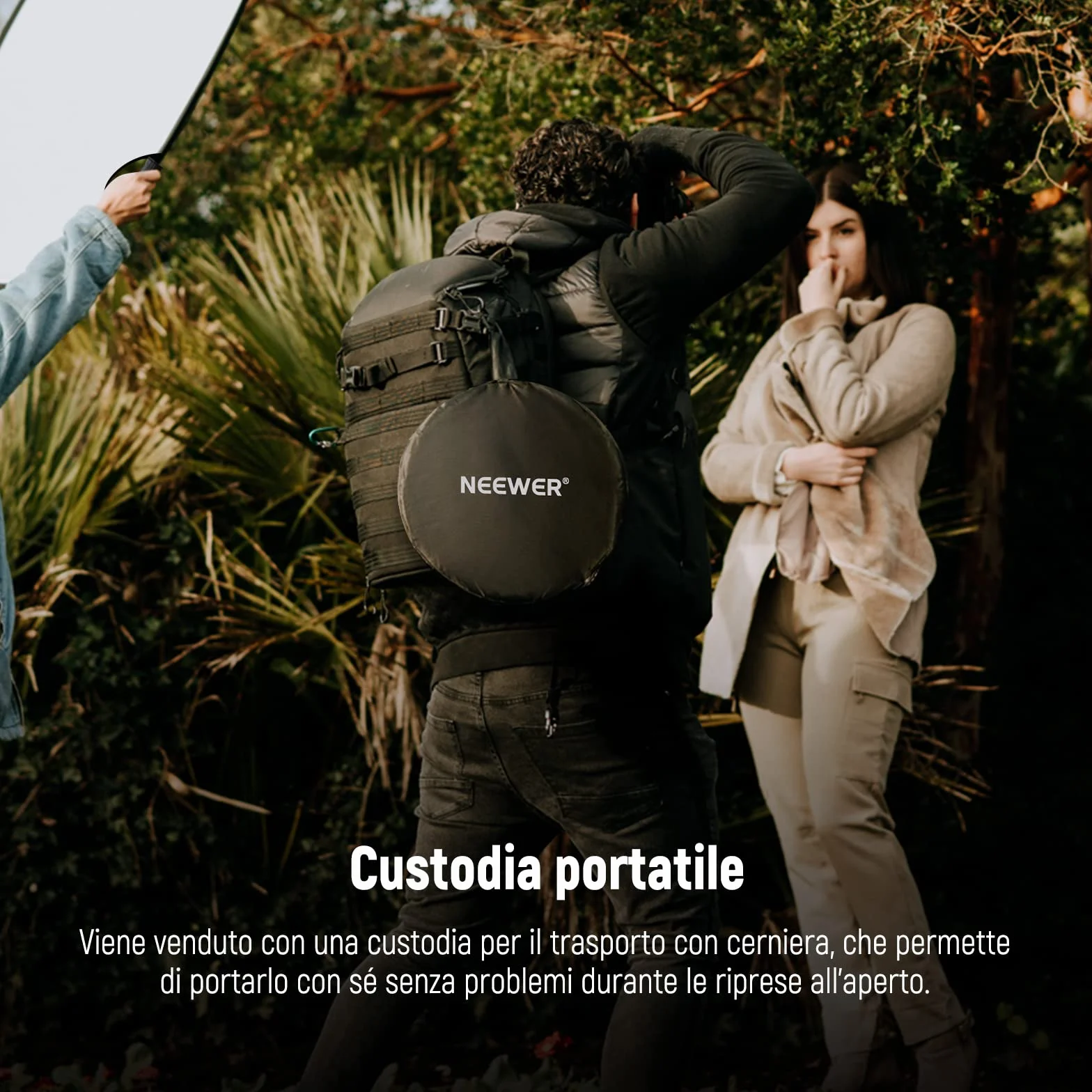 NEEWER Riflettore di 32"/80cm, Maniglia con Filetto da 3/8", Disco Ripiegabile 5 in 1 Diffusore Trasparente/Argento/Oro/Bianco/Nero per Illuminazione Fotografica, Illuminazione Esterna, RF-80II