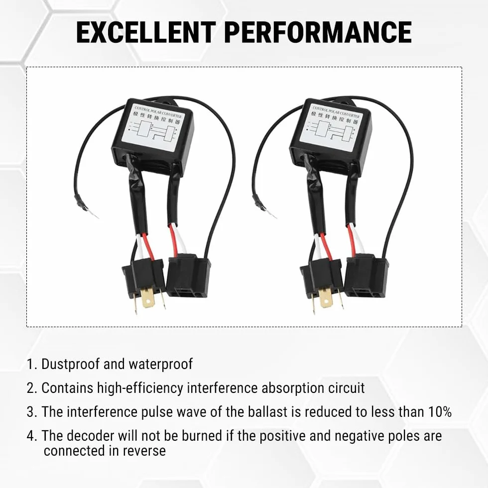 Convertitore di Polarità, 2 Pezzi Invertitore di Polarità, LED/HID Interruttore Negativo Adattatore per H4, Convertitore Negativo Polare, per Tutti i Tipi di Auto