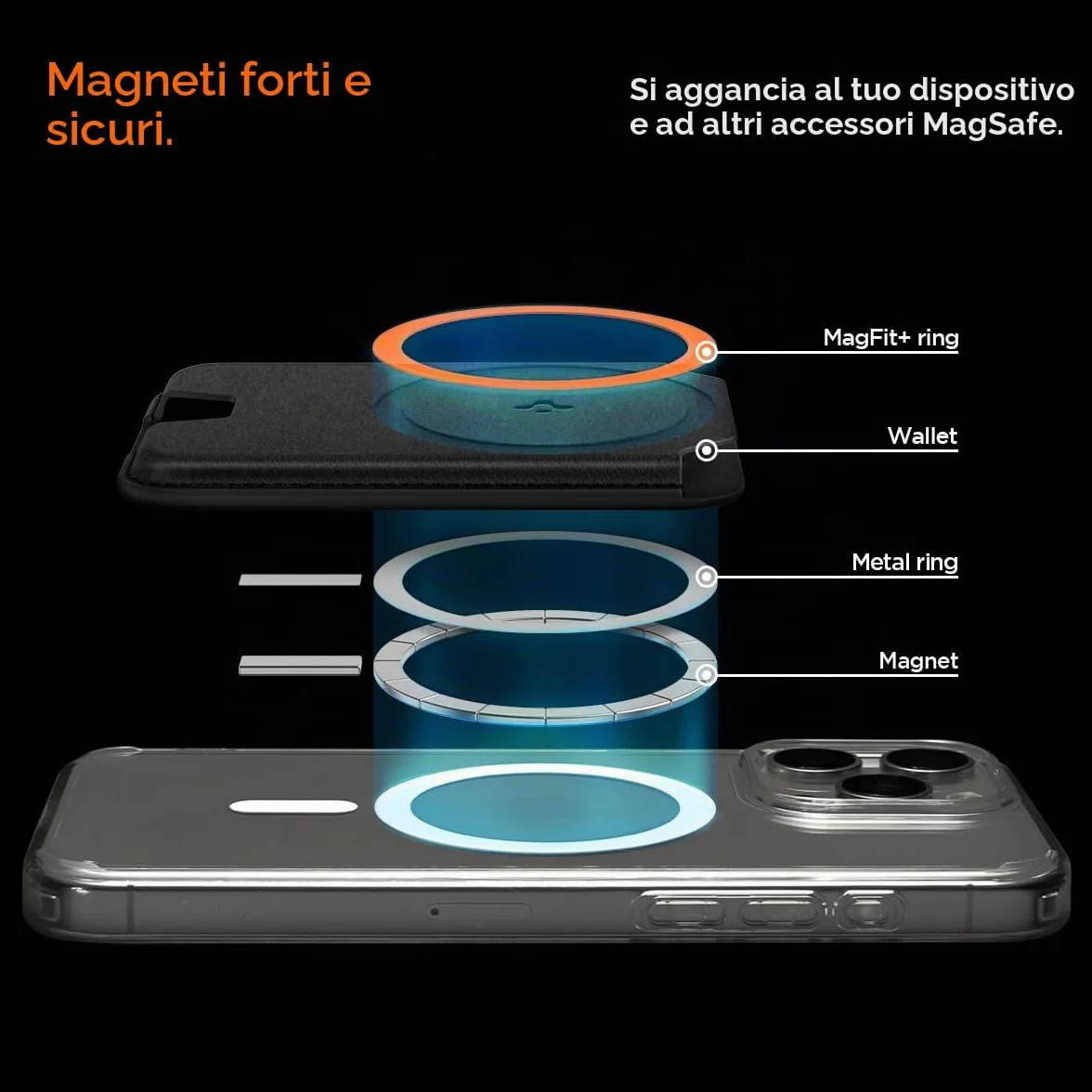 Spigen Valentinus MagFit+ Portafoglio (3 carte) MagSafe Wallet MagSafe Compatibile con iPhone 17/16/15/14/13/12 Modelle, Accessori MagSafe - Nero