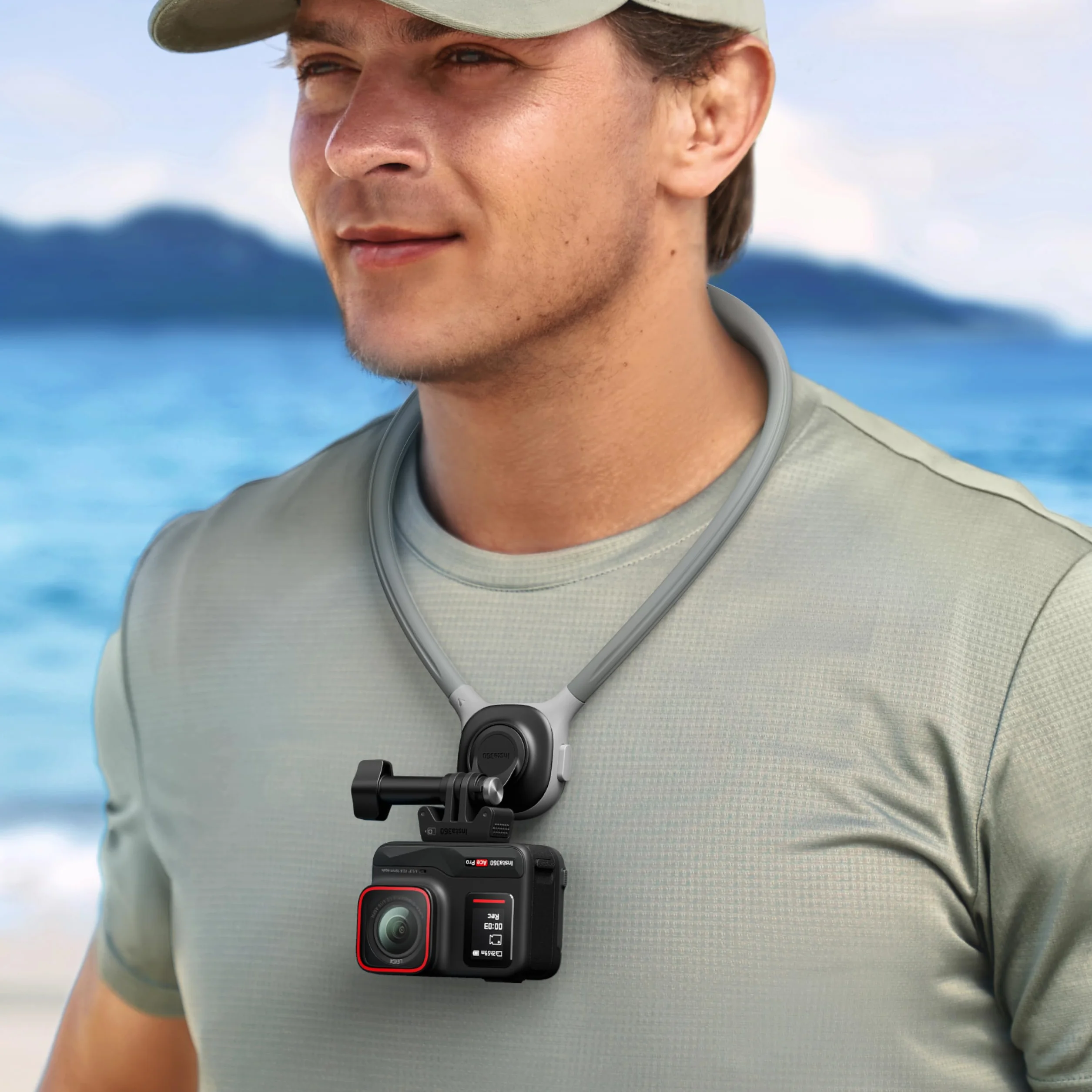 Insta360 Supporto per il collo con imbottitura in schiuma, meccanismo di sgancio rapido per vlogging POV a mani libere, compatibile con X5, X4 Air, X4, X3, ONE X2, Ace, Ace Pro, Ace Pro 2, GO 3, GO 3S