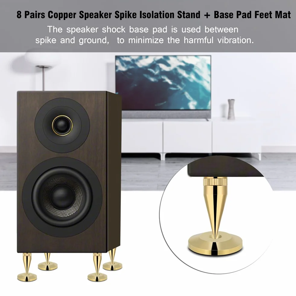 Piedini per Altoparlanti 8 Paia 6 x 36 mm Rame Ammortizzatori Cono Absorber Vite + Piedino Audio Subwoofer HIFI