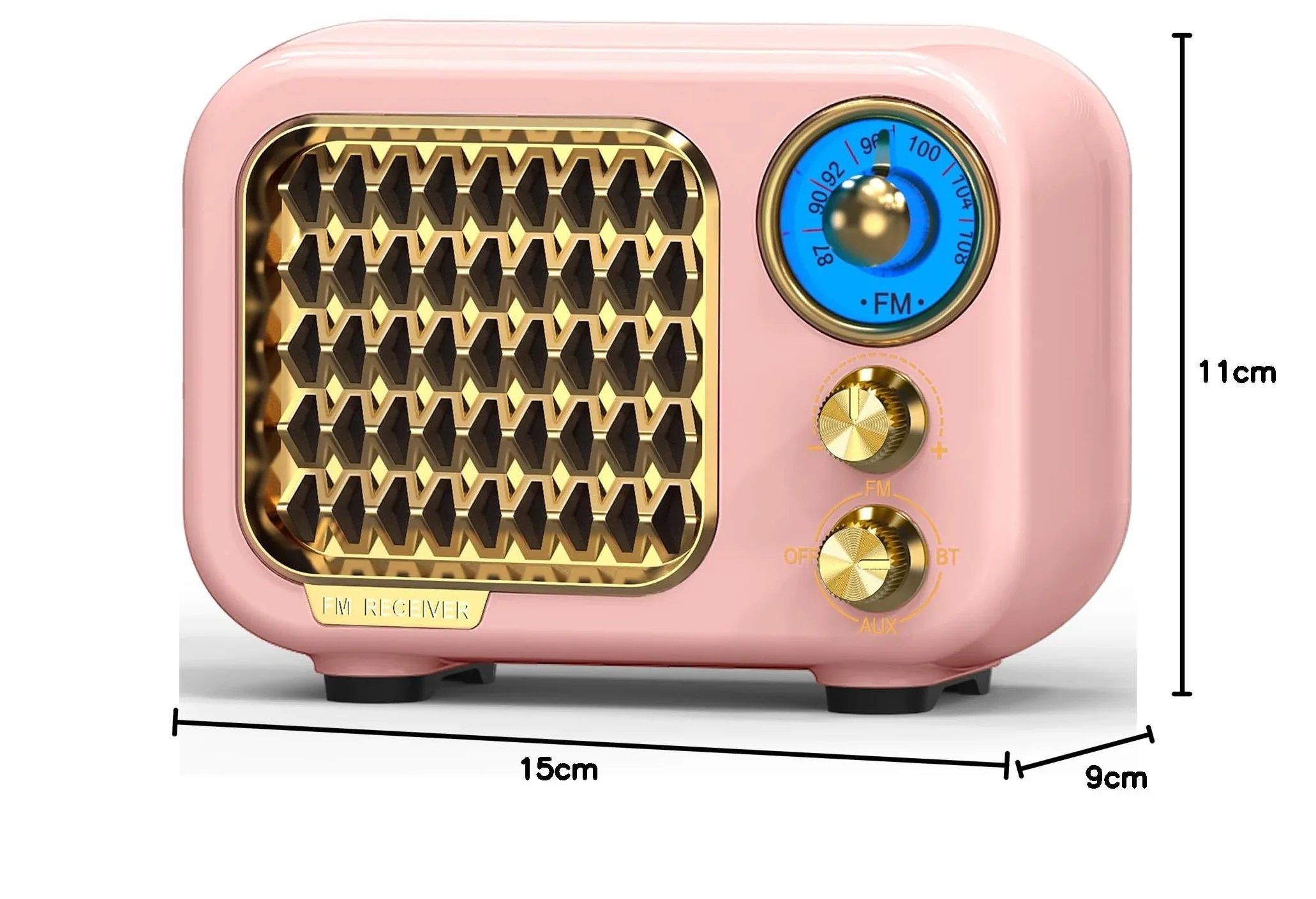 Tendak Radio Vintage FM Portatile Bluetooth 5.1 Retro Altoparlante Hi-Fi Batteria Ricaricabile 1000 mAh TF Card AUX USB MP3