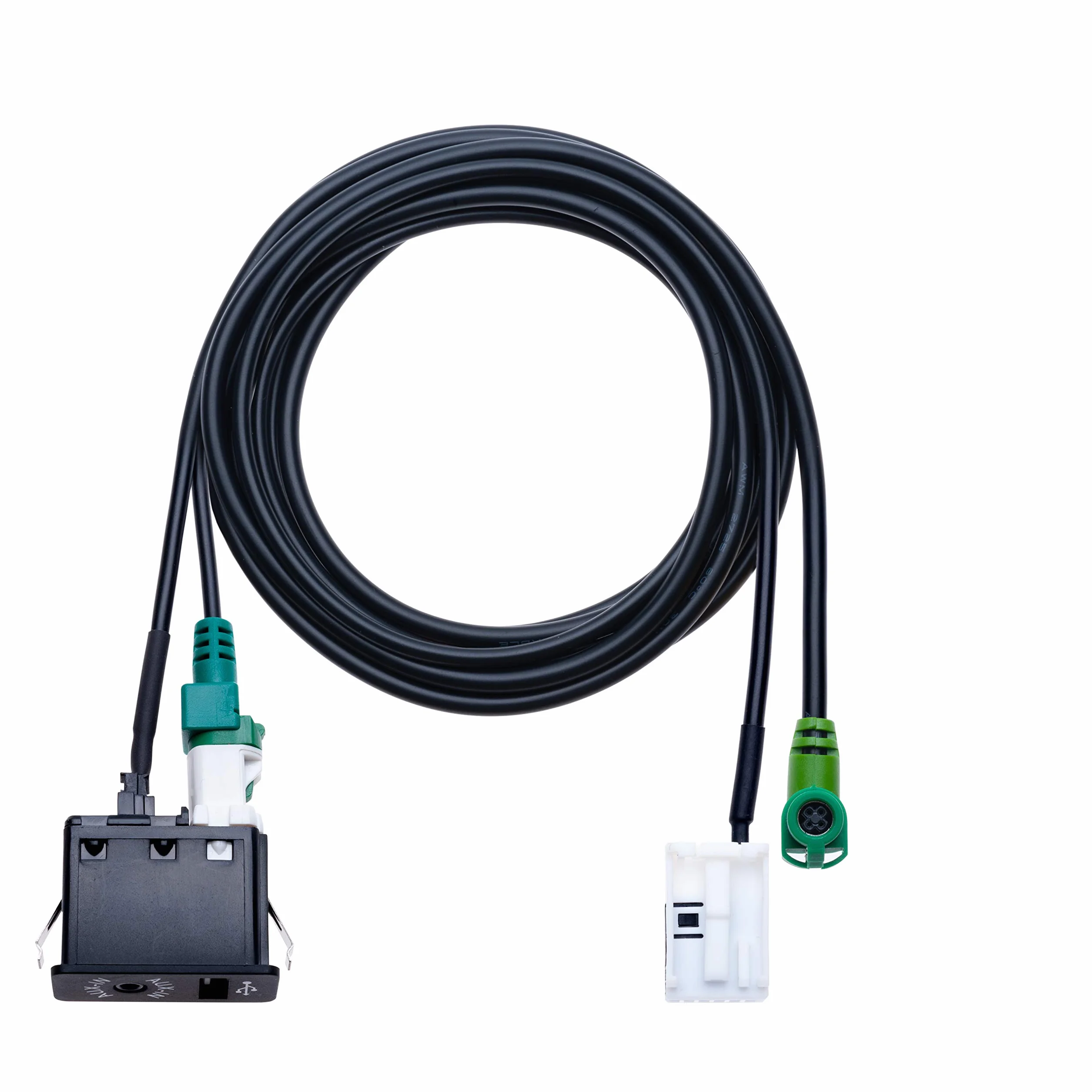 Interruttore per auto USB AUX + Cavo di collegamento USB 4 pin + Cablaggio AUX 12 pin Compatibile con BMW 1 3 5 5 6 E81 E82 E87 E88 E90 E91 E92 E93 E60 E61 F07 F10 F11 E63 E64 Radio veicolare | 1.5 m