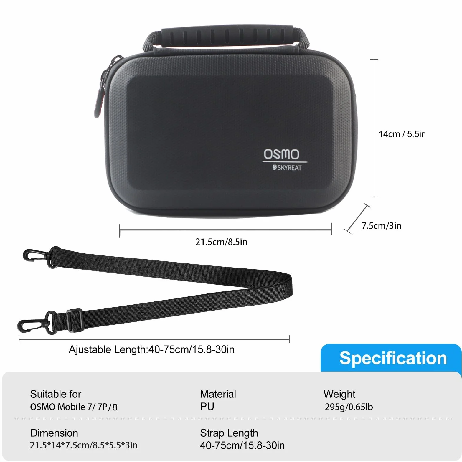 SKYREAT Osmo Mobile 8/7/7P, custodia portatile in pelle PU, borsa da viaggio per DJI OSMO Mobile 8/7/7P Vlog Combo Gimbal Stabilizzatore Accessori