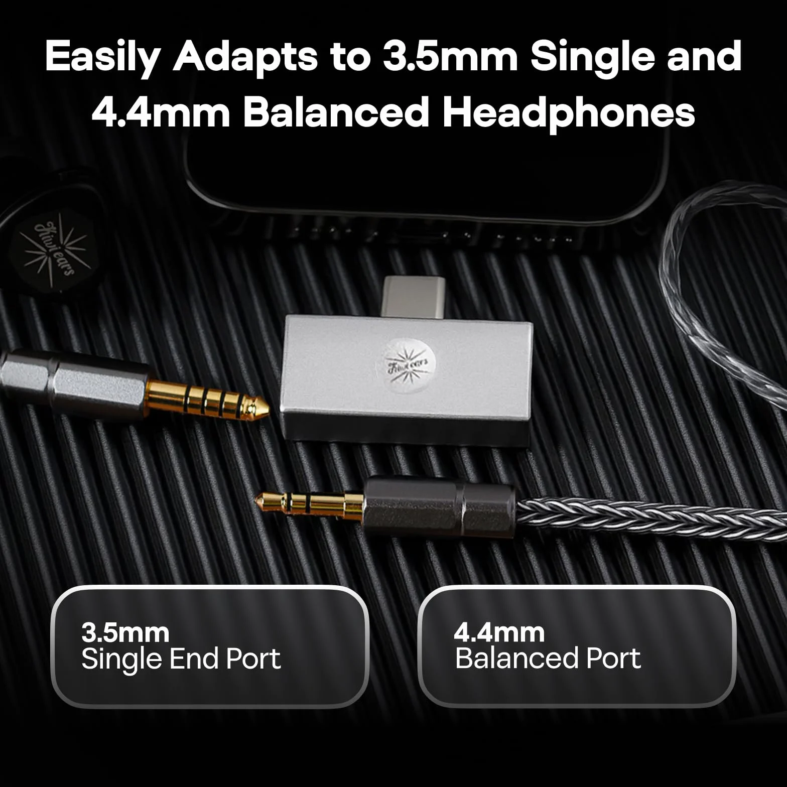 Kiwi Ears Allegro Mini Portable DAC USB C na 3,5/4,4 mm, 32bit/384 kHz, amplificatore per cuffie HiFi (Argento)