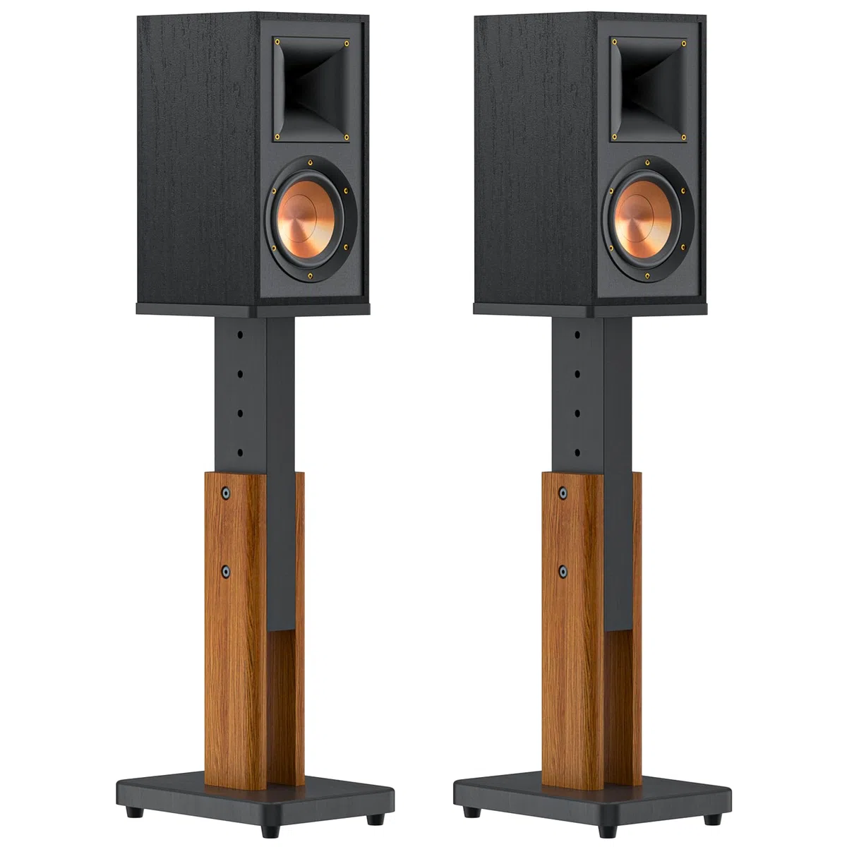 Supporti per altoparlanti regolabili in altezza adatti alla maggior parte dei satelliti, supporti per Klipsch, Edifier, Yamaha e JBL Bookshelf, capacità di carico di 50 libbre e clip per cavi.