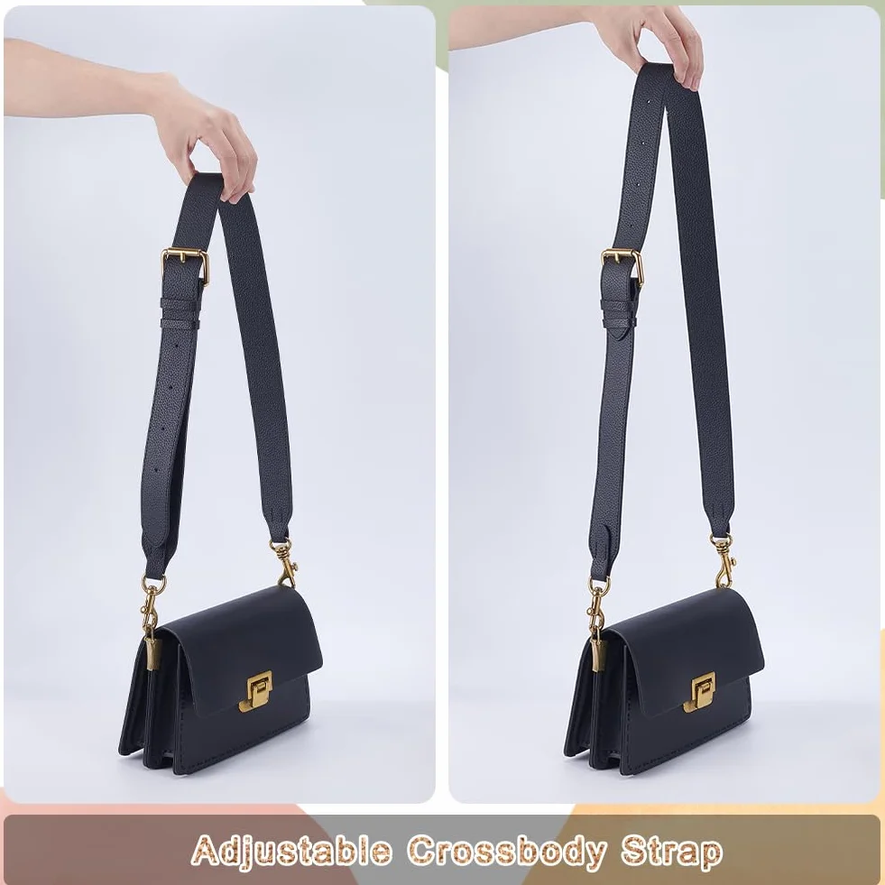 PH PandaHall Tracolla In Pelle di Vacchetta Nera Cinghie per Borsa Manico per Borsa Regolabile Cinghia Larga per Borsa di Ricambio con Fermagli Girevoli per Borsa A Tracolla, 90-118cm