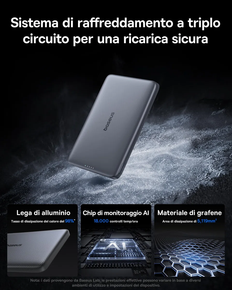 Baseus Picogo AM41 Power Bank, 10000mAh Qi2 Magsafe Powerbank 15W Wireless, Ultra Slim, Ricarica Rapida PD 27W, Magnetico Batteria Esterna per iPhone 17/16/15/14/13/12, Grigio