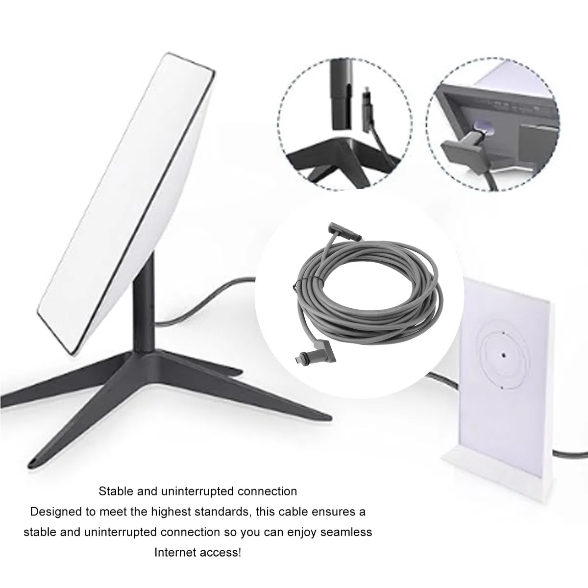 Kit Internet Satellitare, Cavo V2, Ricambio Professionale per Cavo di Prolunga per Cavo Kit Clip per Cavi per Satellite Rettangolare