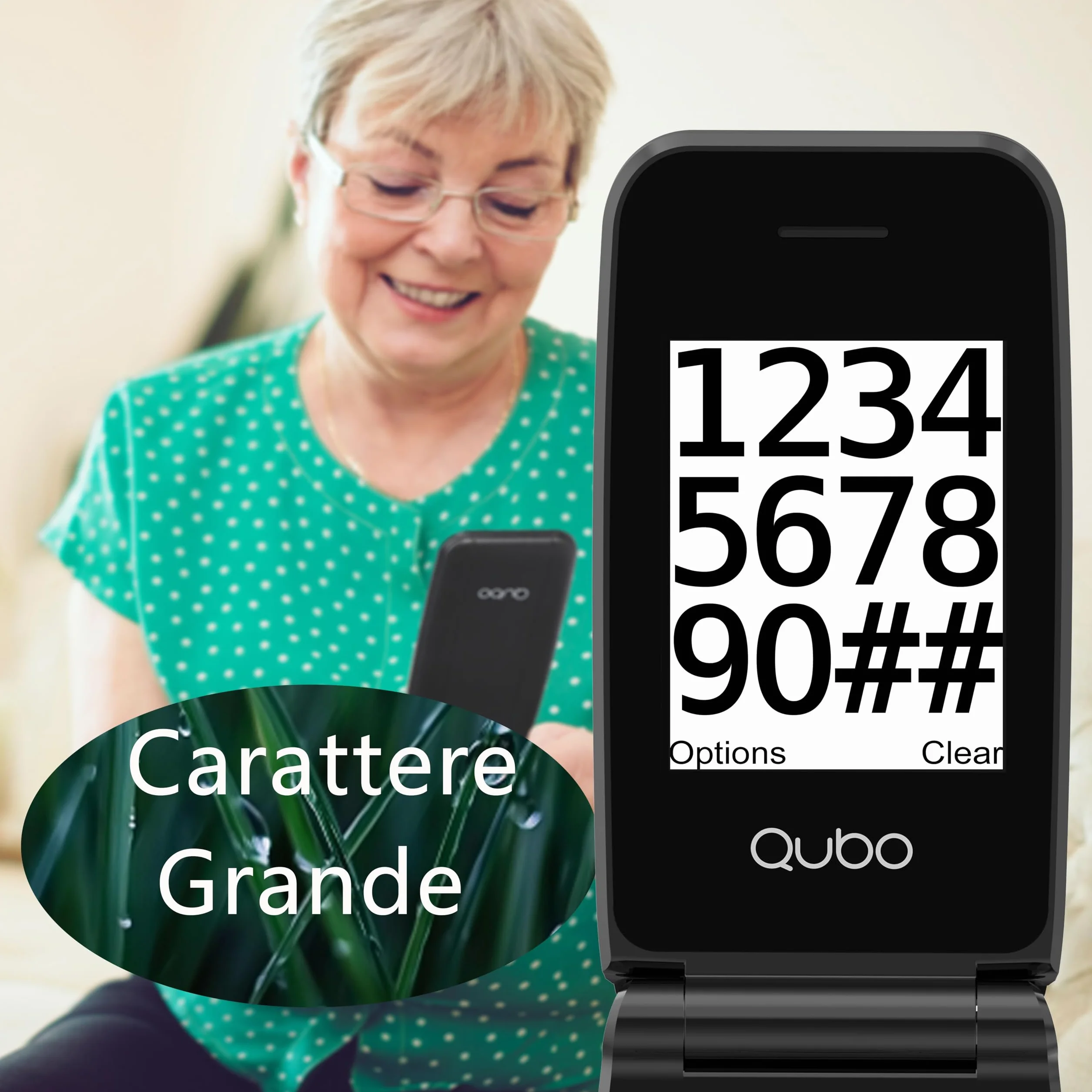 Qubo GSM Telefono Cellulare per Anziani,Flip Telefoni Cellulari Tasti Grandi,Volume alto,Funzione SOS,2.4",Contatti con Immagini,Chiamata Rapida,Cellulare anziani Nero