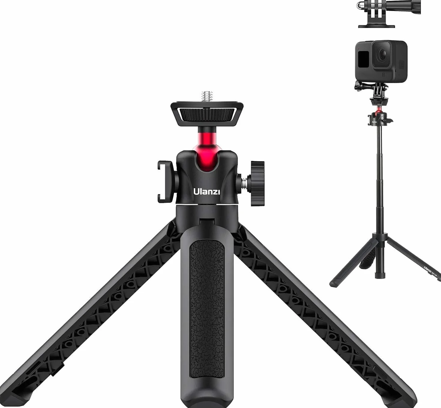 ULANZI MT-16 Vlogging Treppiede con testa a sfera a 360° 1/4 vite Cold Shoe Mount, Mini Tripod estensibile da 22 cm a 44 cm, piccola fotocamera Tripod per DLSR Canon Nikon Sony fotocamera Smartphone