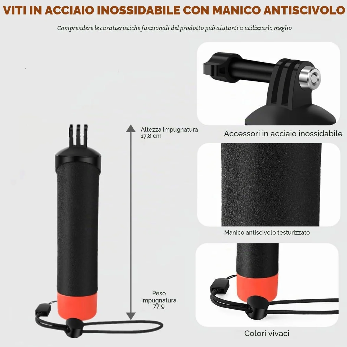 Custodia impermeabile e impugnatura galleggiante compatibile con Insta360 Ace Pro, custodia protettiva subacquea con accessori per staffa
