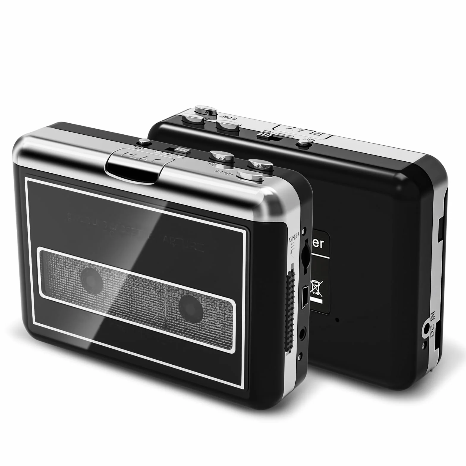 Lettore di Cassette Portatile, Converte in MP3, Compatibile con Computer, Riavvolgimento Automatico, Registrazione Digitale