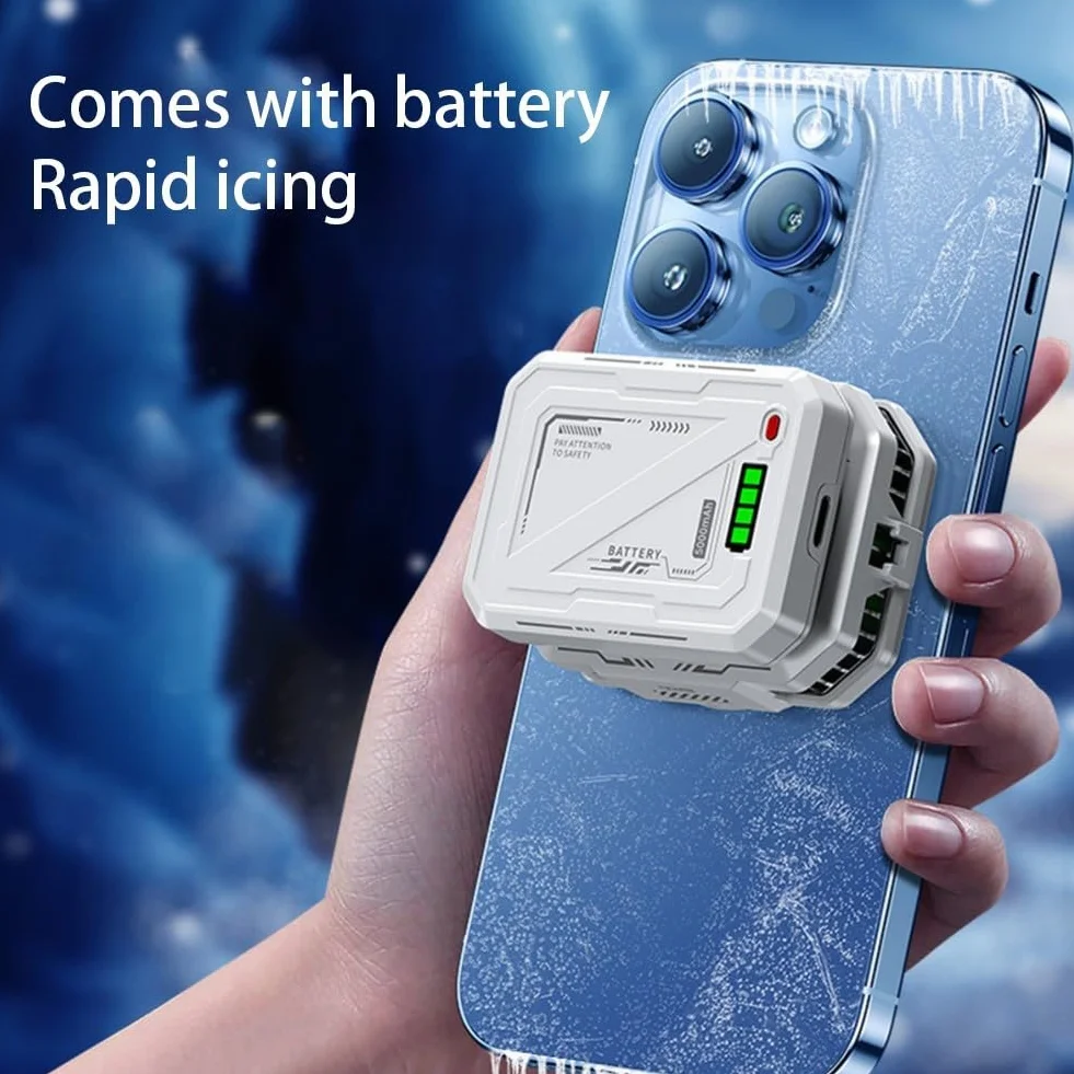 Raffreddamento magnetico per telefono cellulare, ventola di raffreddamento con batteria ricaricabile, display di potenza di raffreddamento veloce (3000 mAh)
