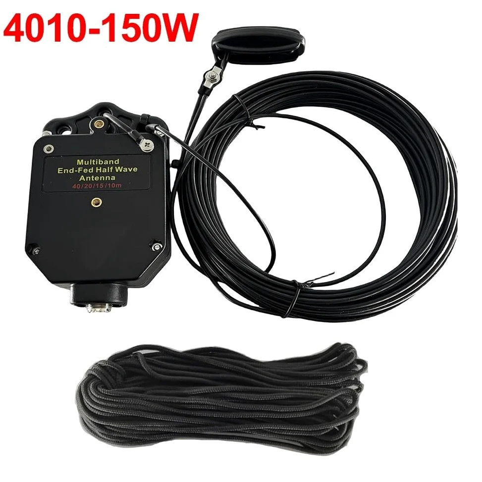 Antenna di media onda di alimentazione finale 8 bande di onda corta con balun 1:64, supporta 10 m, 12 m, 15 m, 17 m, 20 m, 30 m, 40 m, 80 m, per radio amatoriale, custodia ABS, 150 W SSB, nero (4010