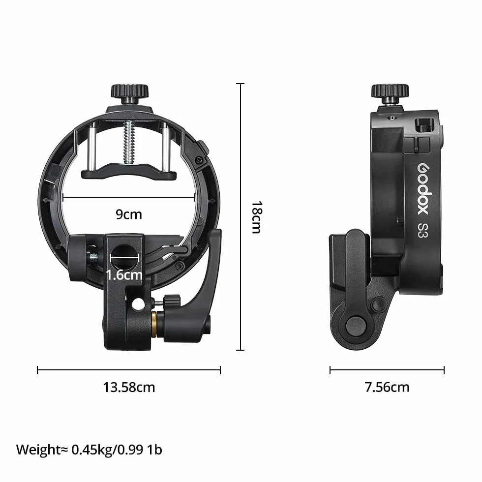 Godox Staffa S3 Speedlite per Godox AD200Pro II, AD300Pro II, per V1Pro /V100 Round Head Speedlite, V860III / TT685II / V480 Series.