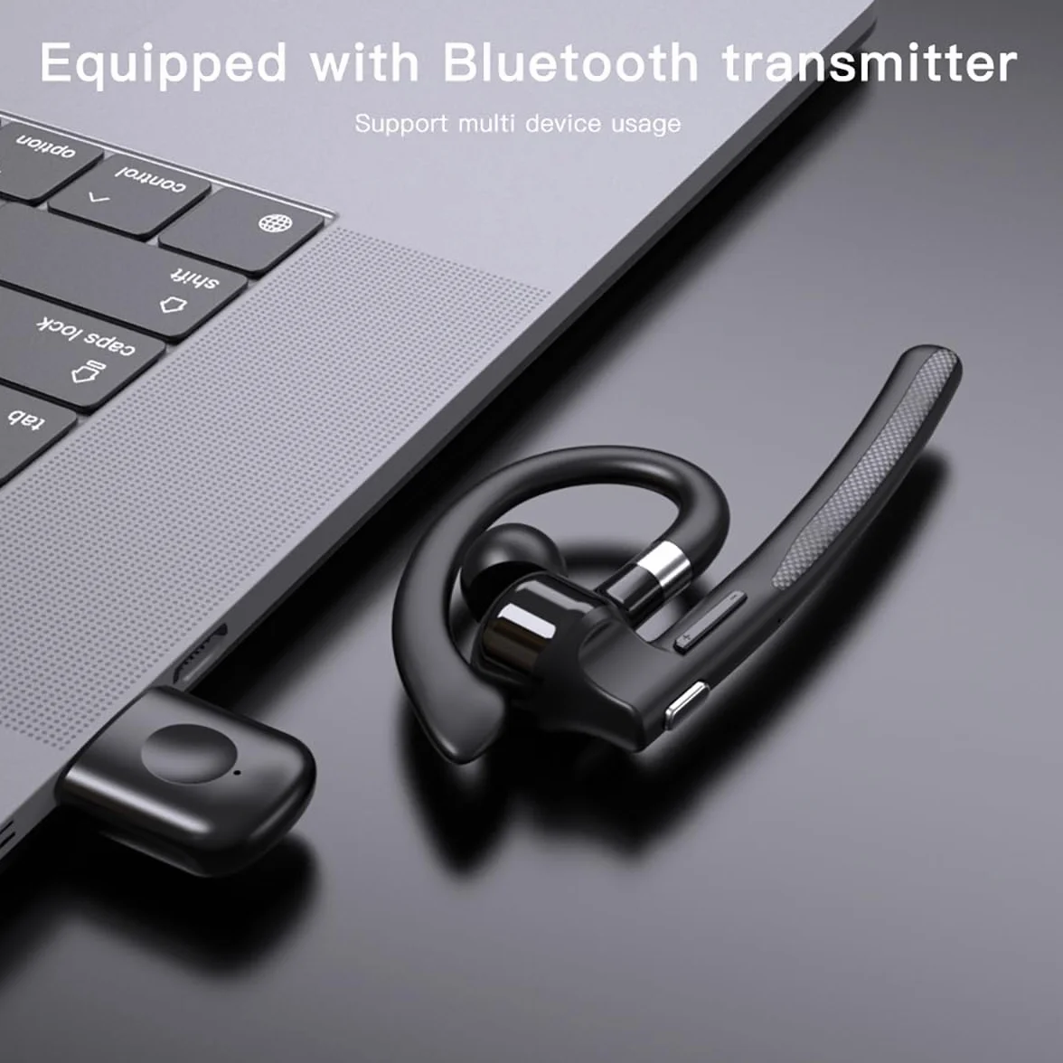 eppfun Auricolare Mono Bluetooth 5.4, Cuffia Mono Wireless con Cancellazione del Rumore Doppio Mic per Ufficio Lavoro Guida