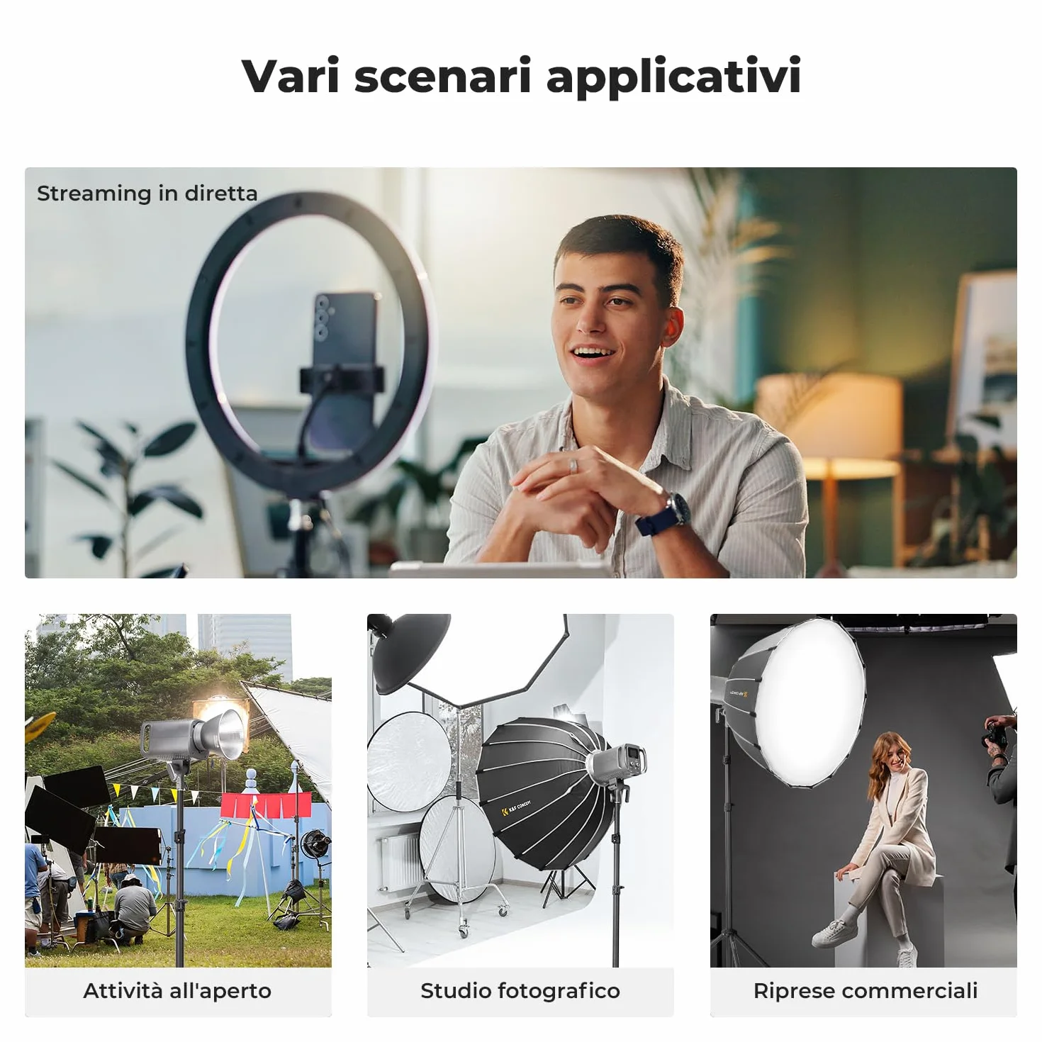K&F CONCEPT Treppiede per fotografia, 2 m, portatile, estensibile, per foto e video, con vite da 1/4" per illuminazione, luce stroboscopica, webcam, fotocamere, softbox, con custodia
