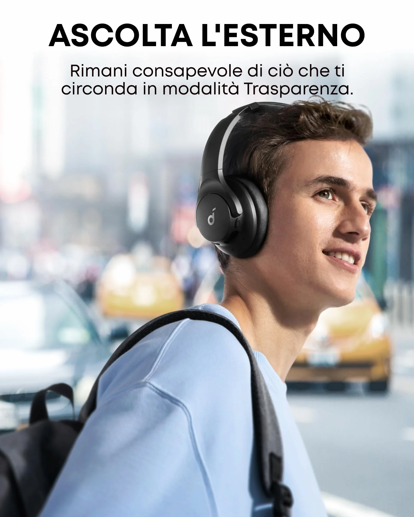 soundcore by Anker Q20i - Cuffie wireless Bluetooth over-ear con cancellazione ibrida attiva del rumore, 40 ore di riproduzione in modalità ANC, personalizzazione tramite app (nero)(ricondizionato)