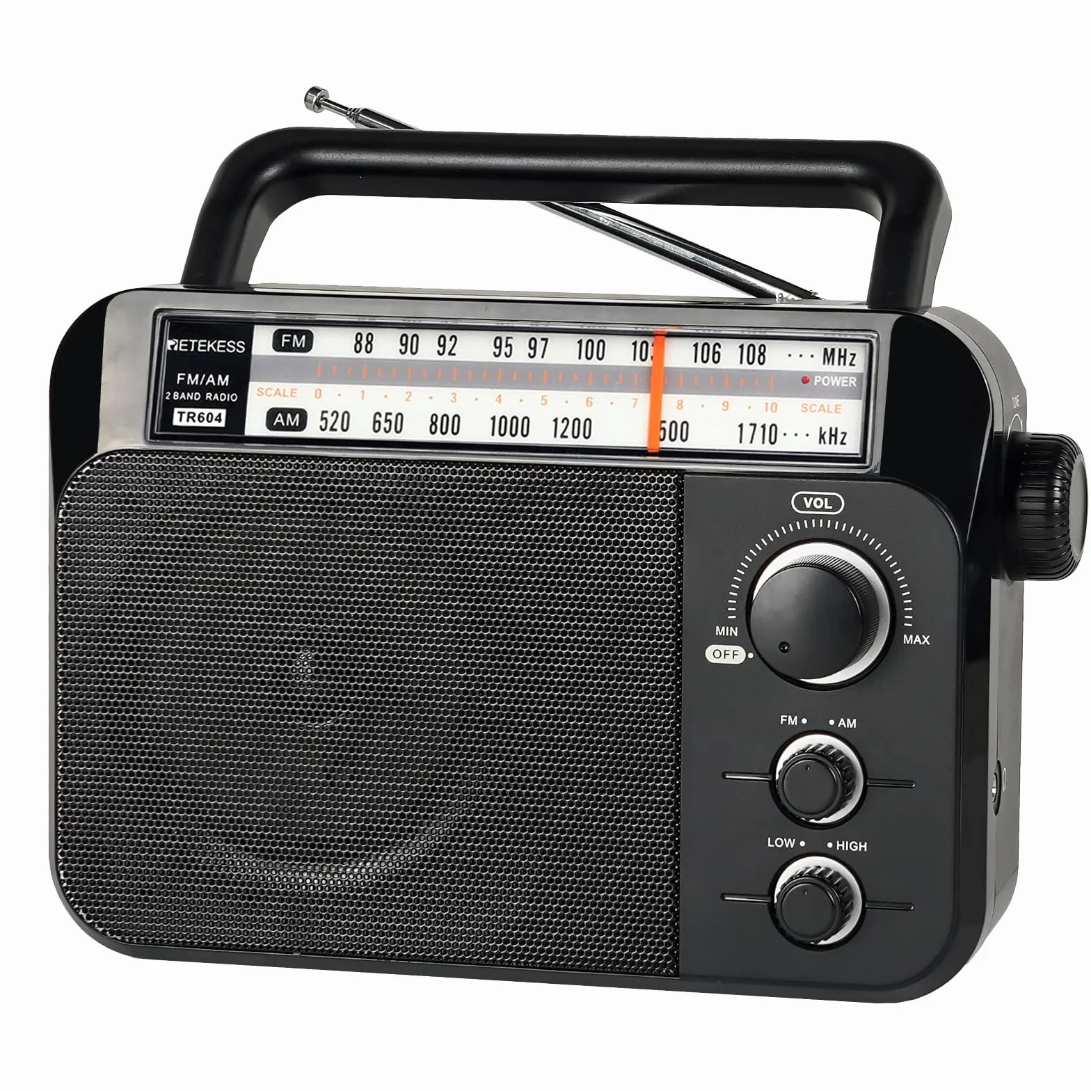 Retekess TR604 Radio Portatile FM AM a Corrente con Batteria Grande Display