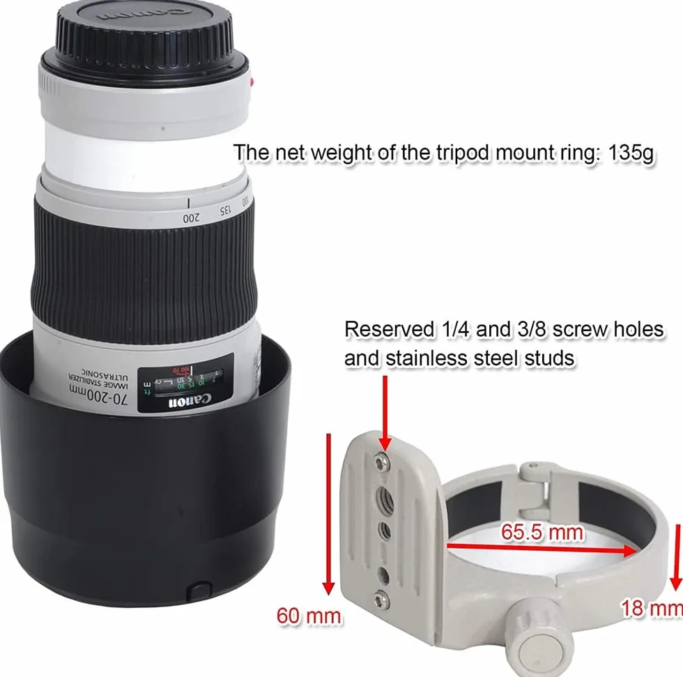iShoot Anello di montaggio per treppiede Collare obiettivo compatibile con Canon EF 80–200mm f/2.8l, EF 70–200mm f/4L (IS) USM, EF 400mm f/5.6 l USM, Staffa Supporto Arca Fit Piastra Sgancio Rapido