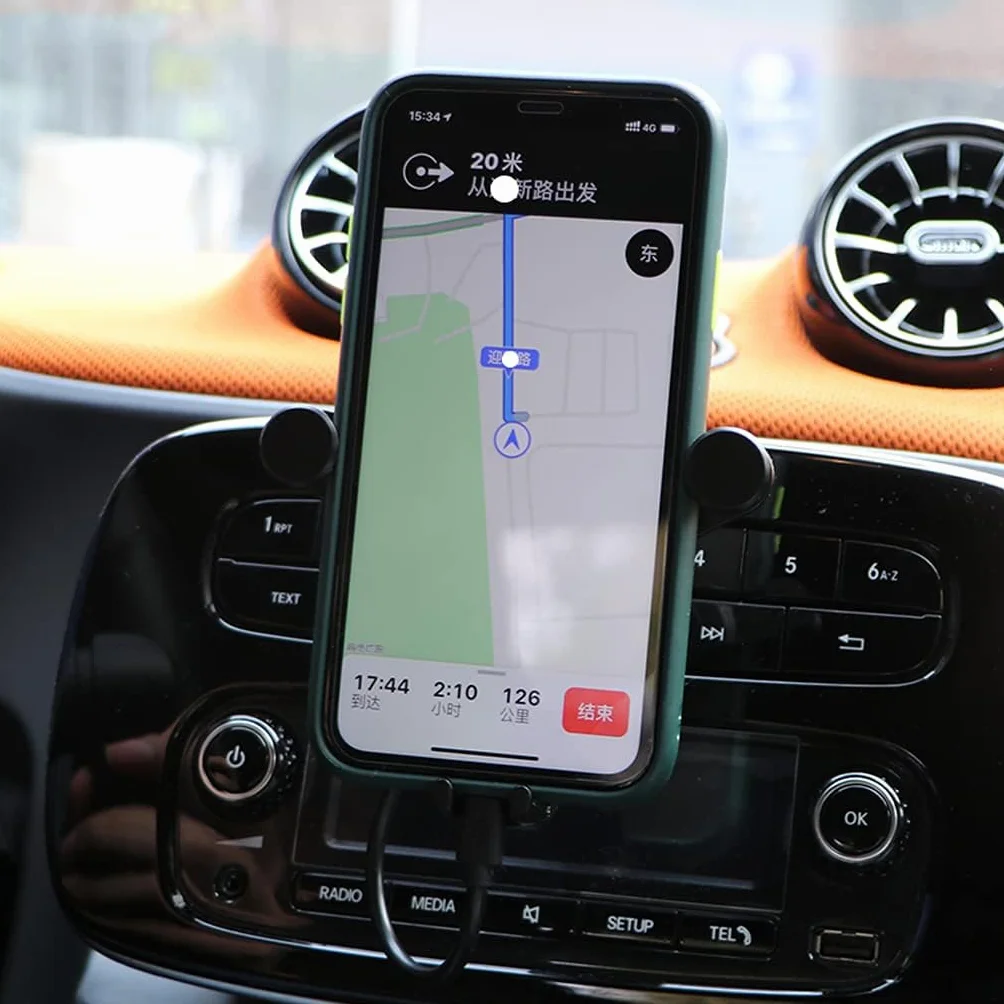 SHIFENG Supporto per Auto per Smart 453 Fortwo Forfour 2015-2021, Supporto per Telefono Cellulare e Navigazione, Accessori per Ricarica