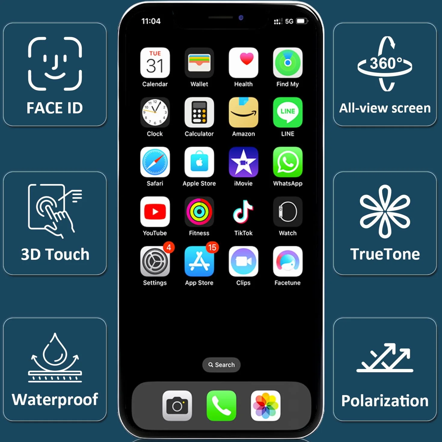 Display per iPhone 15 PRO Max, Schermo LCD Full HD 6,7" Touch Screen Digitizer Parti di Ricambio con Kit di Riparazione e Protezione Schermo