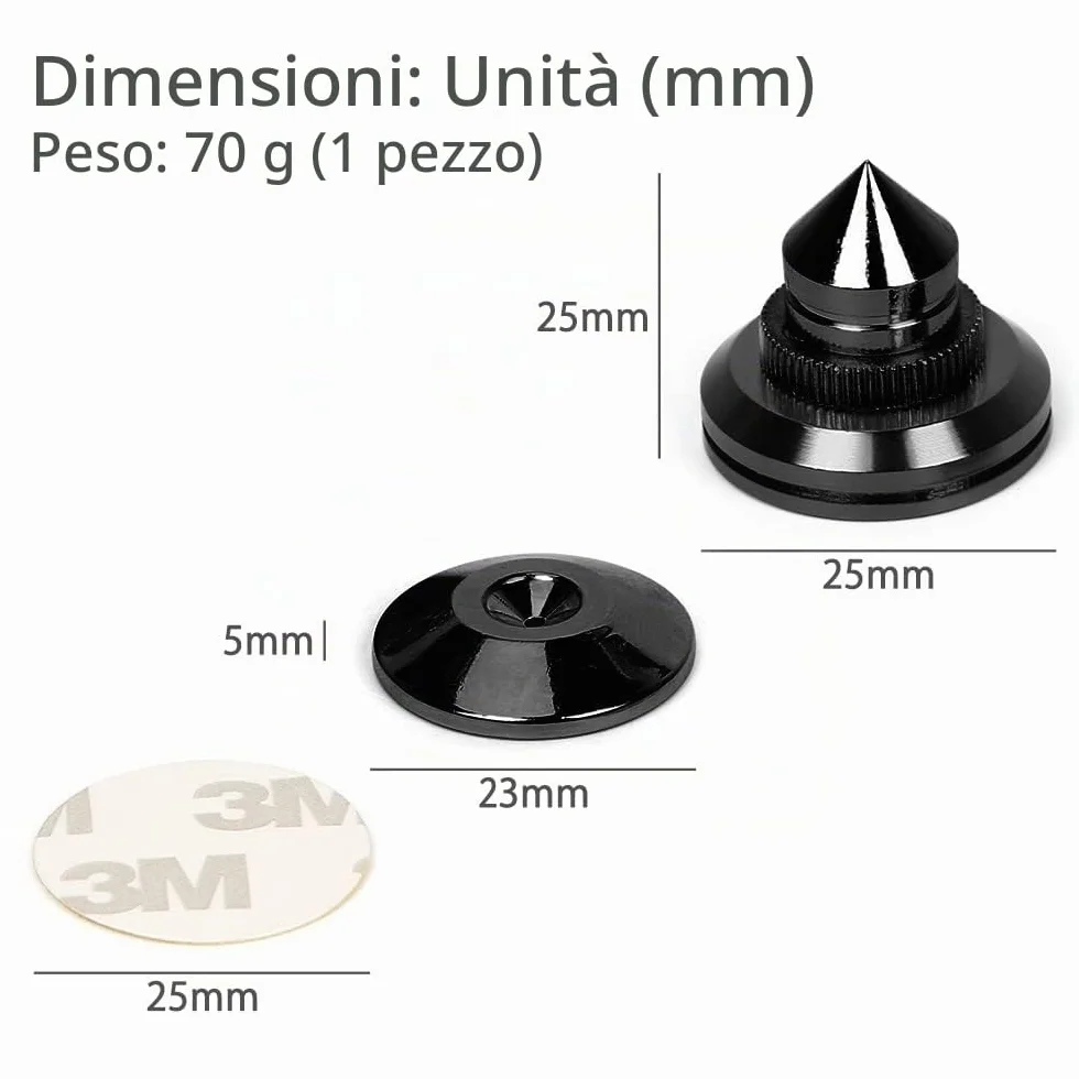 Punte nere per altoparlanti antivibrazione HiFi 8 pezzi