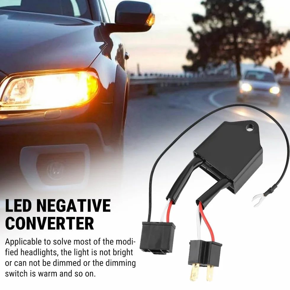 Convertitore di Polarità, 2 Pezzi Invertitore di Polarità, LED/HID Interruttore Negativo Adattatore per H4, Convertitore Negativo Polare, per Tutti i Tipi di Auto