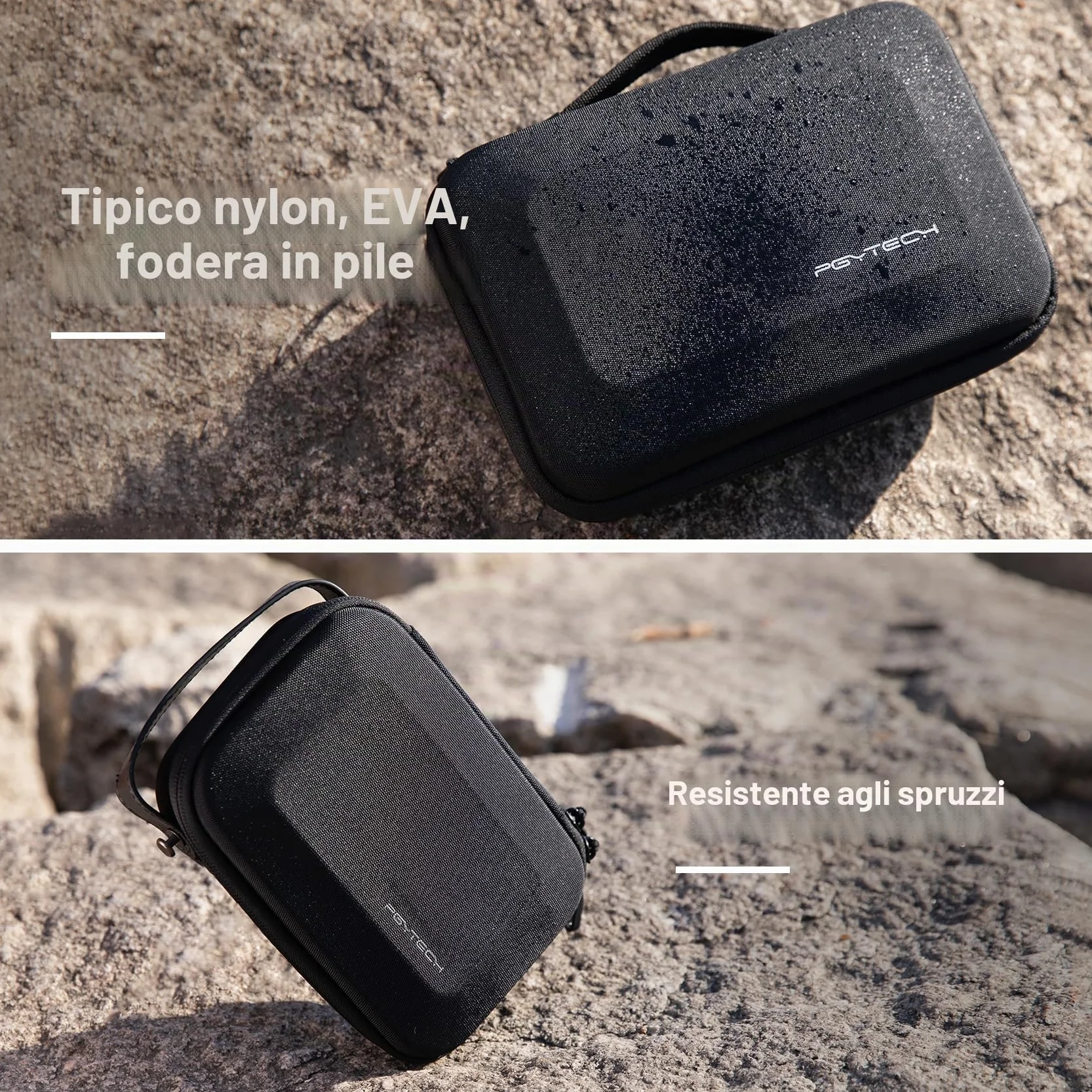 PGYTECH Fotocamera Custodia Portaoggetti Borsa a Mano per DJI OSMO 360/Action 6/Pocket 4/3/Mobile 3, per Gopro 13, per DJI FPV Batteria Maniglia Borsa, per Insta360 Ace Pro 2/X5