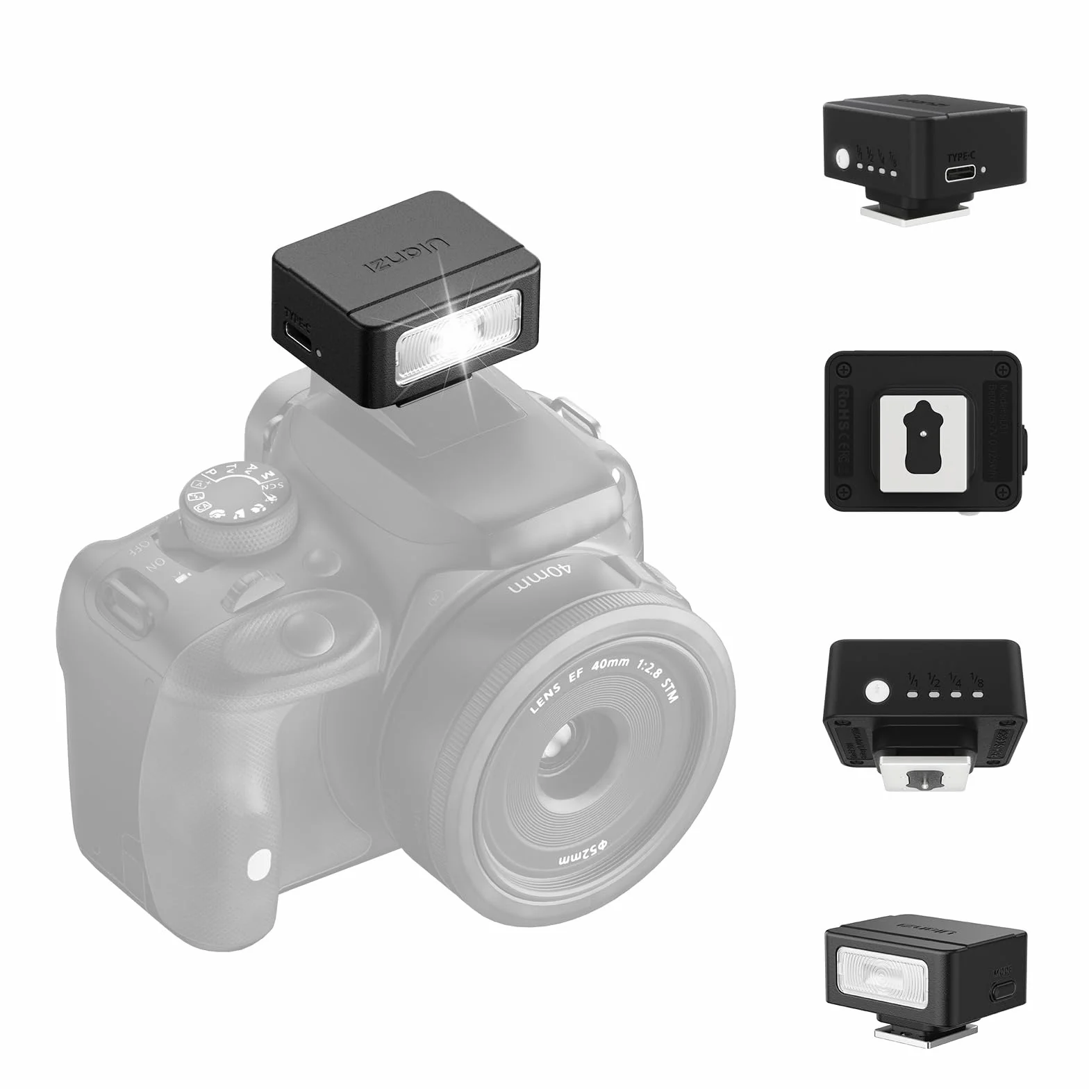 ULANZI SL01 Mini Flash GN8 6500K 375 Flash a Piena Potenza 200lux@0.3m Compatibile Nikon Sony Fujifilm Panasonic