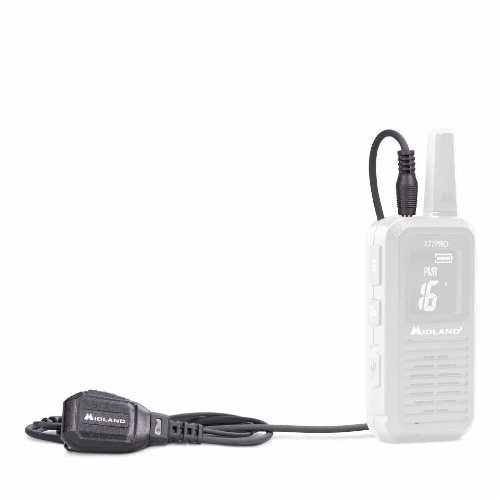 Midland MA31 777PRO Microfono Auricolare Pneumatico PTT 1 Pin 3,5mm Cavo Silicone Trasparente