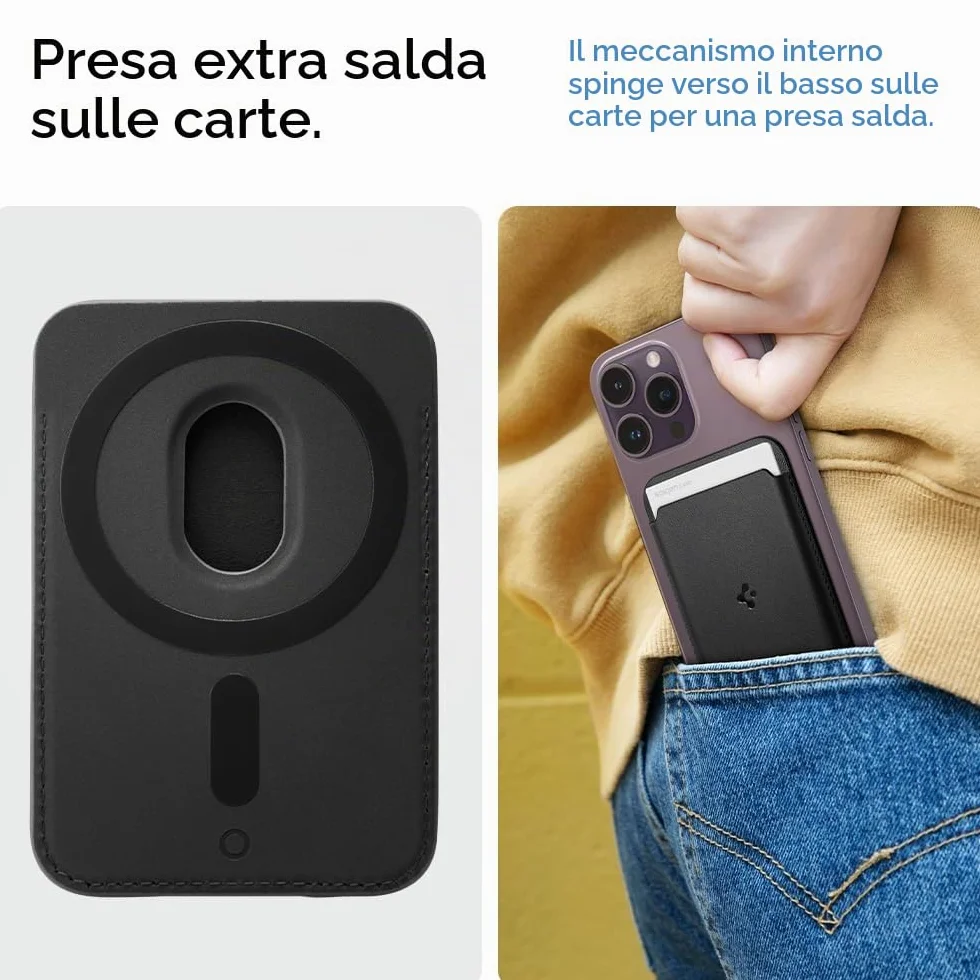 Spigen Valentinus MagFit Portafoglio MagSafe Wallet Magnetico Portacarte Compatibile con iPhone 17/16/15/14/13/12 Modelle, Accessori MagSafe