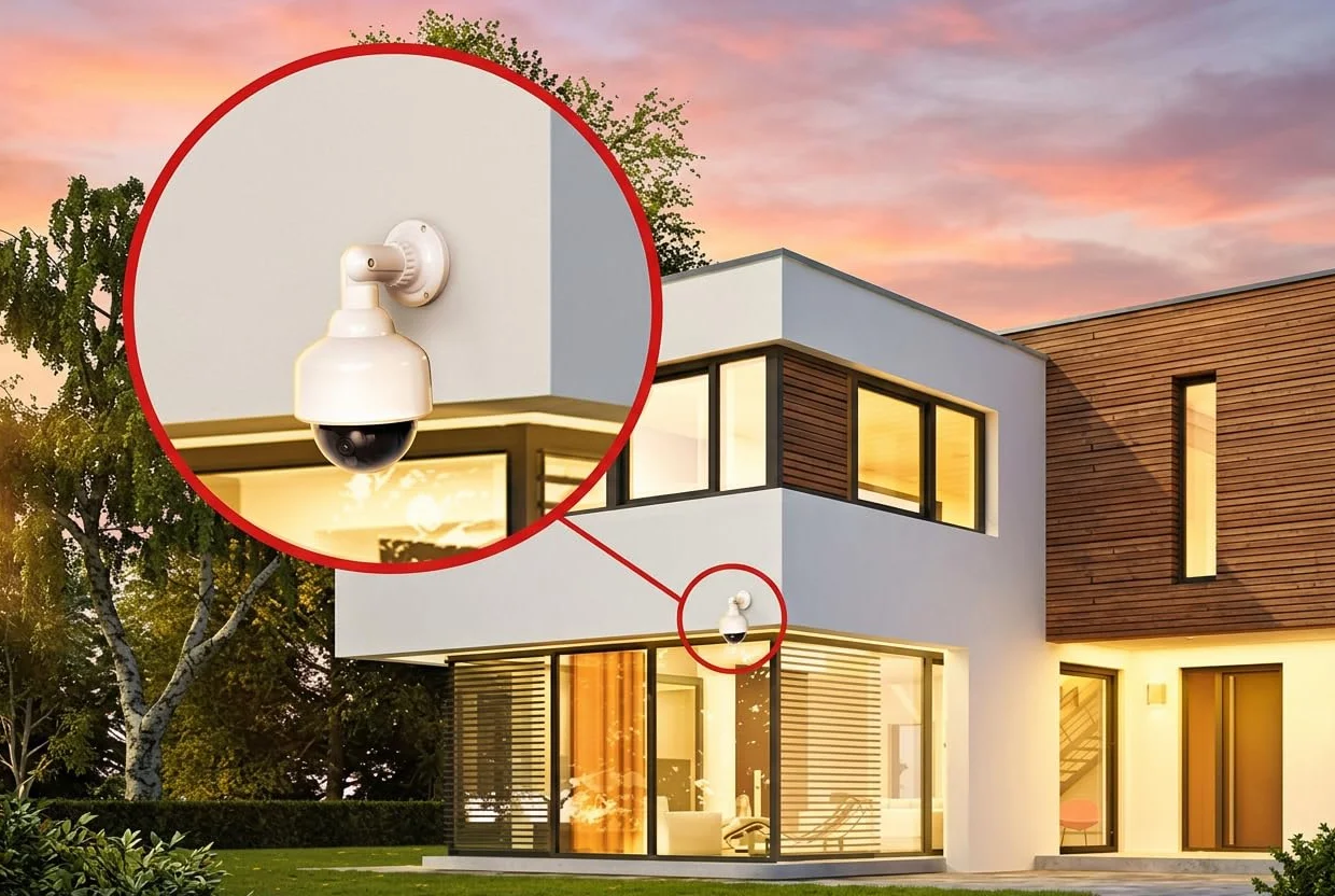 O&W Security 2 Dummy telecamere finte professionali a cupola per esterni con obiettivo cavo