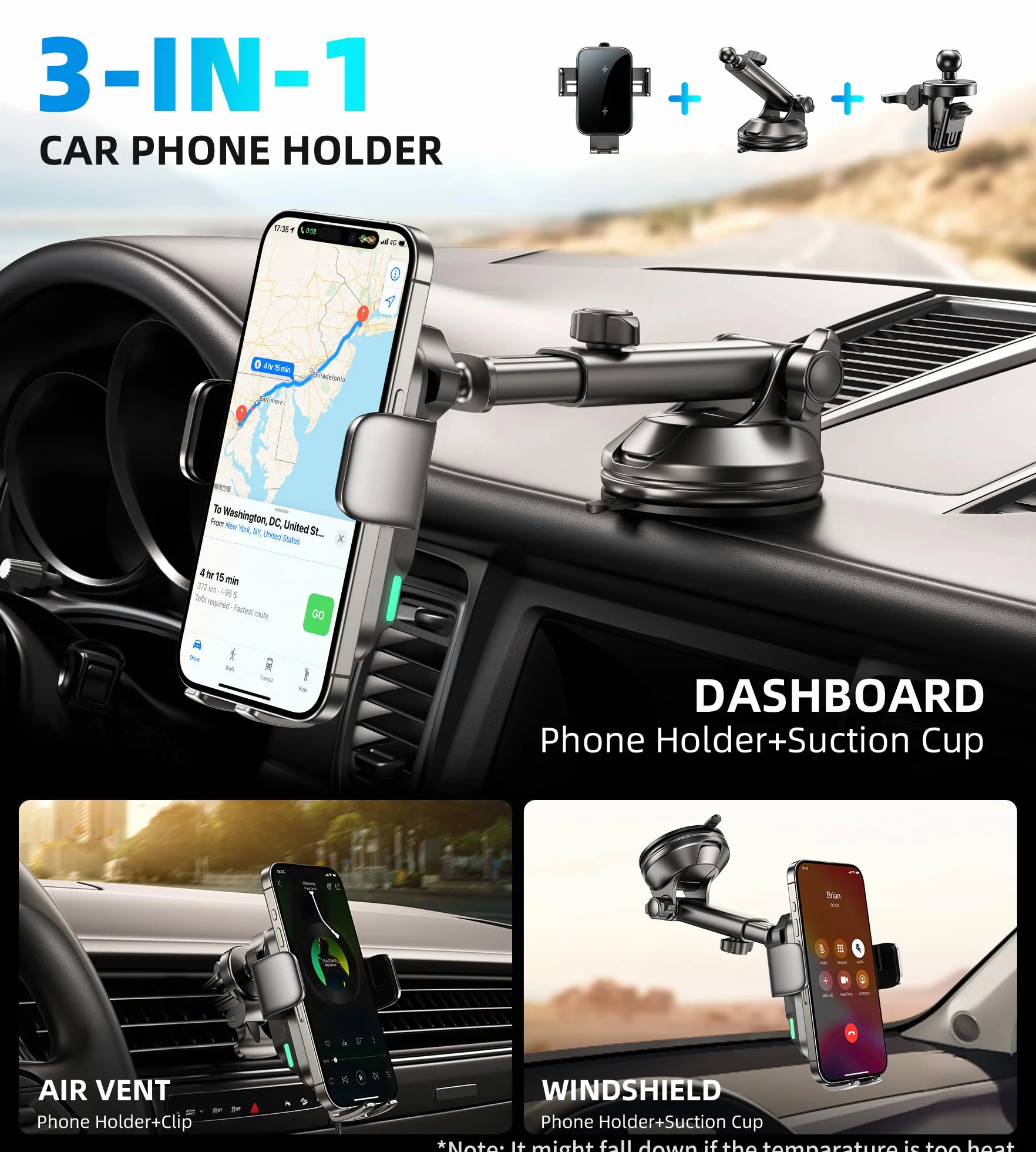 Caricatore Wireless,15W Supporto per Telefono Auto con Ricarica Wireless,Caricabatterie Da Senza Fili,Doppia Bobina,Supporto Di Ricarica Per Auto Per Samsung Galaxy,i-Phone Series (X6)