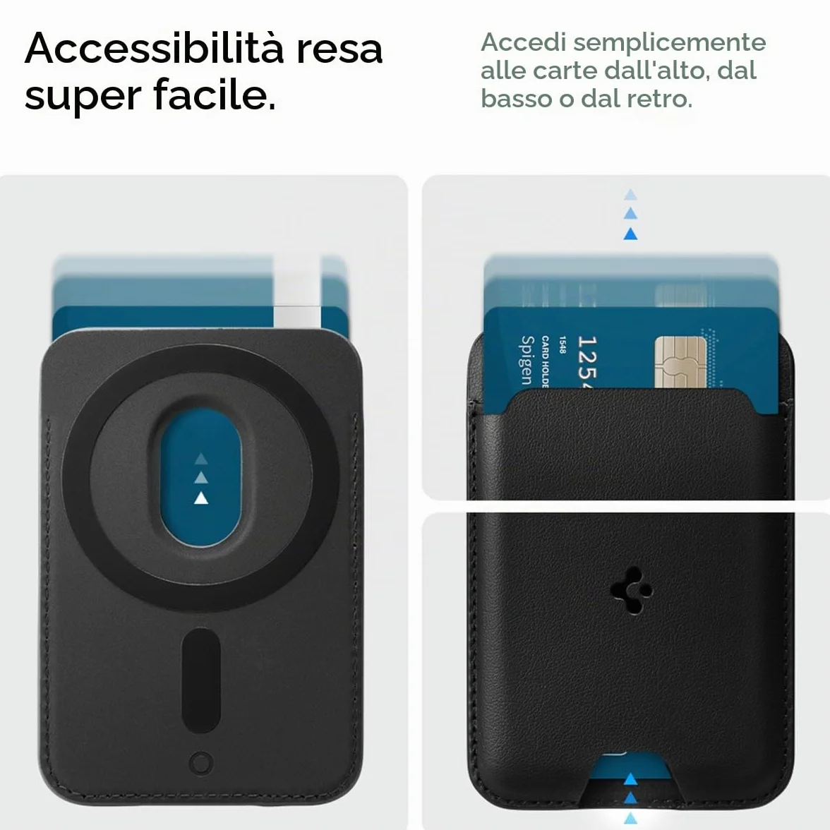 Spigen Valentinus Magfit Portafoglio (2 carte) MagSafe Wallet Magnetico Portacarte Compatibile con iPhone 17/16/15/14/13/12 Modelle, Accessori MagSafe - Nero