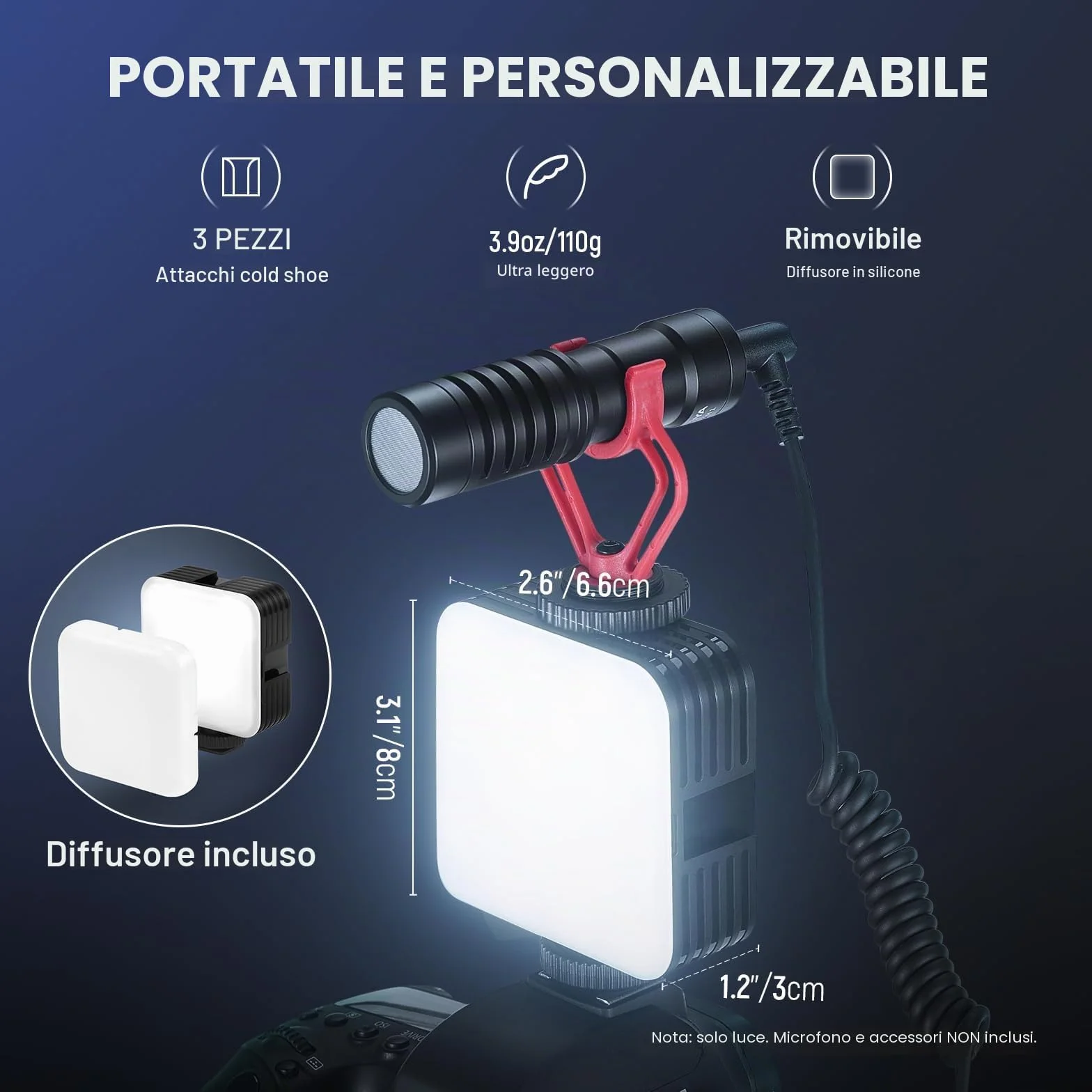 NEEWER Luce Fotocamera RGB Magnetica, Piccolo Pannello Video LED RGB61 a Colori 360° con 3 Cold Shoe, CRI 97+, 20 Modalità Scena, 2500K-8500K, 2000mAh, Illuminazione Selfie Portatile per Foto Video