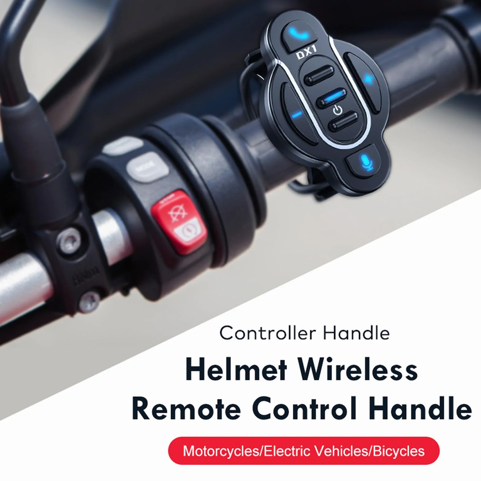 Docooler Controllore BT moto telecomando manubrio impermeabile controllore chiamata/musica assistente vocale, tasti multimediali telecomando per bicicletta elettrica moto