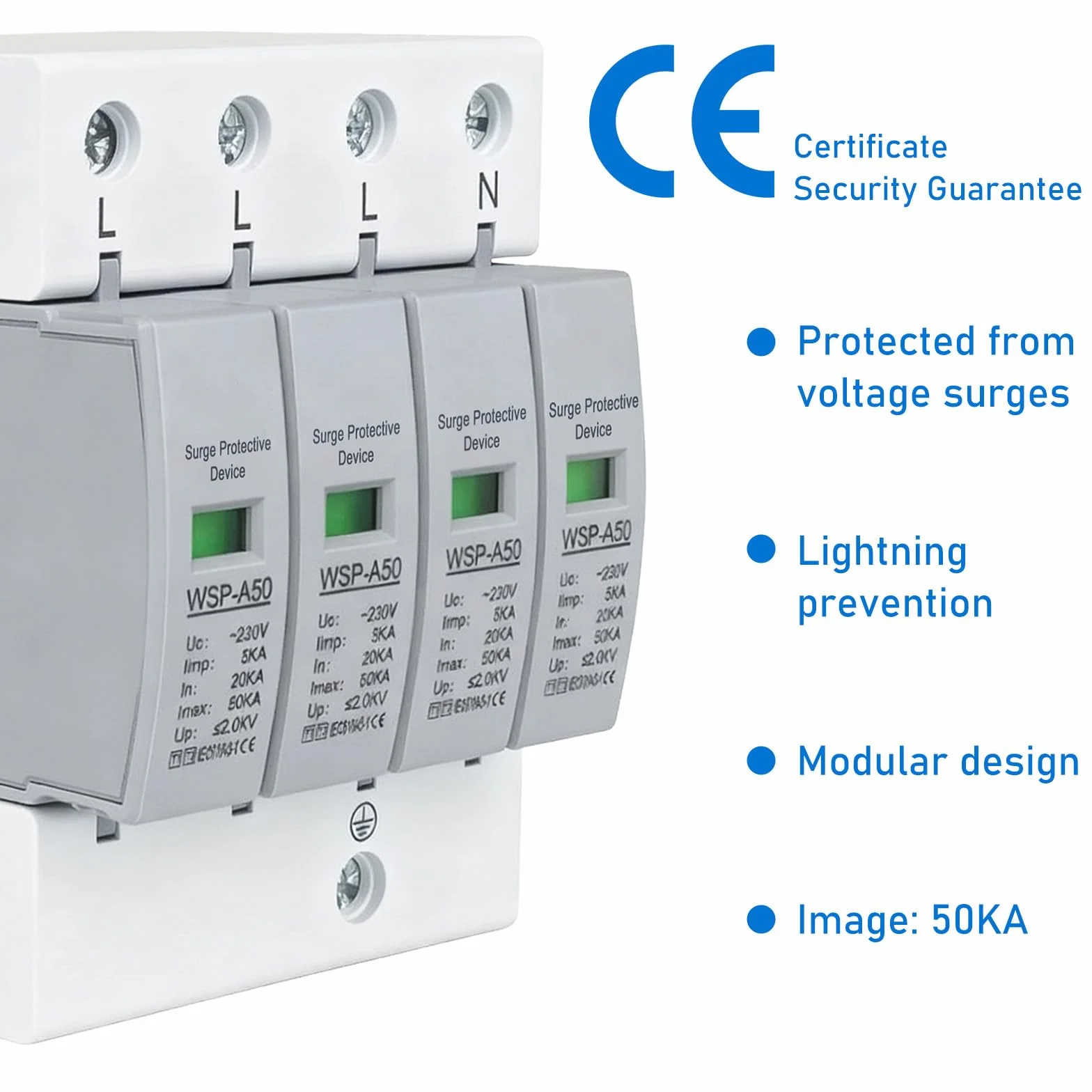 Protezione da sovratensione a 4 poli 20-50 KA tipo 1+2 420V per PV