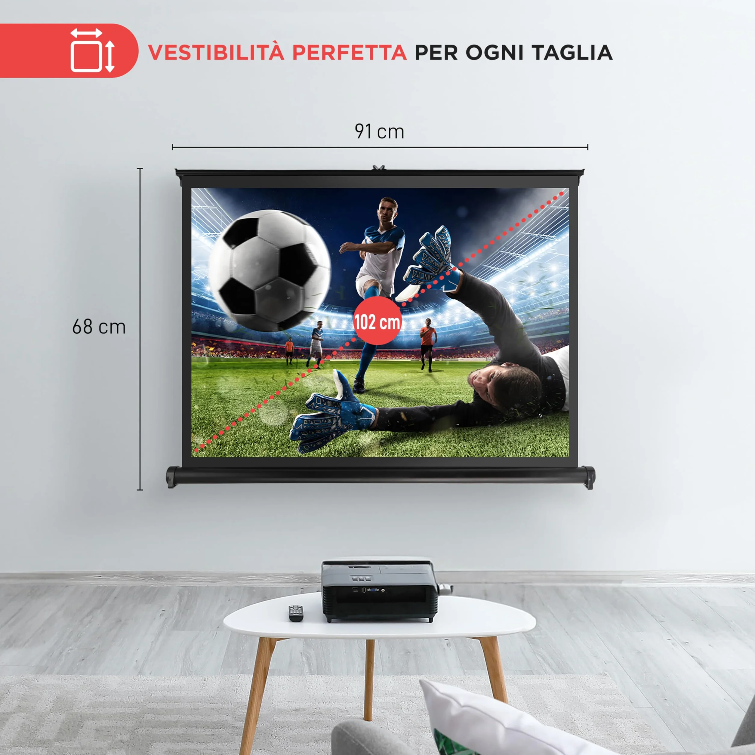 Pyle Telo Proiettore Portatile, Schermo Proiettore Mobile 102 cm con Supporto, Leggero e Durevole, Sistema Facile da Estrarre per Scuole, Riunioni e Uso Interno/Esterno, Nero