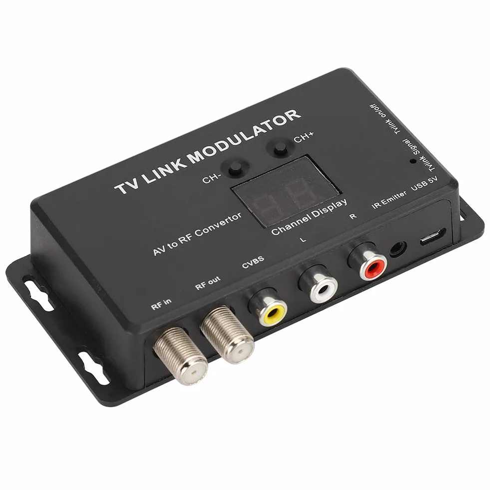 Modulatore TM70 UHF TV Link, USB 5V Modulatore RF Analogico Convertitore AV a RF con Display Canale