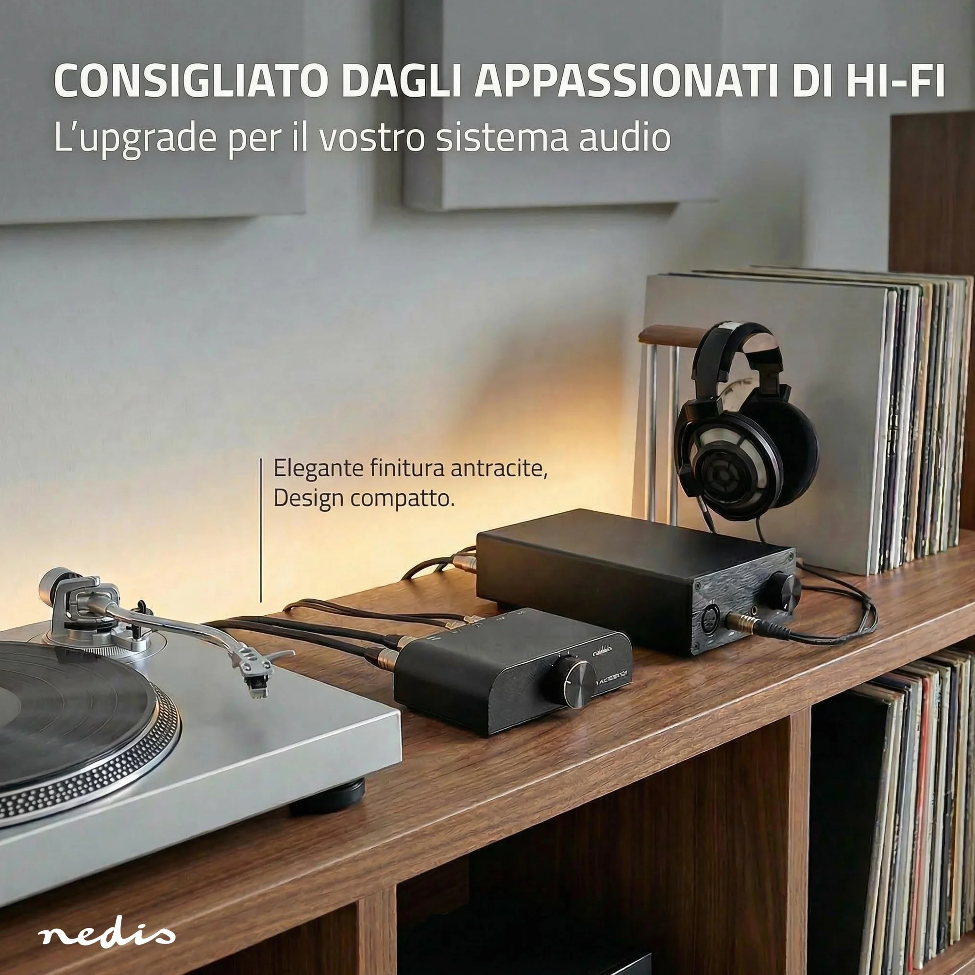 Nedis Interruttore audio analogico | 4 porte porte (s) | Connettori – Ingresso: 1 ingresso audio da 3,5 mm / 3 x (2 x RCA femmina) | Connettori – Uscita: 1 x (2 x RCA femmina) | Manuale | Metallo |