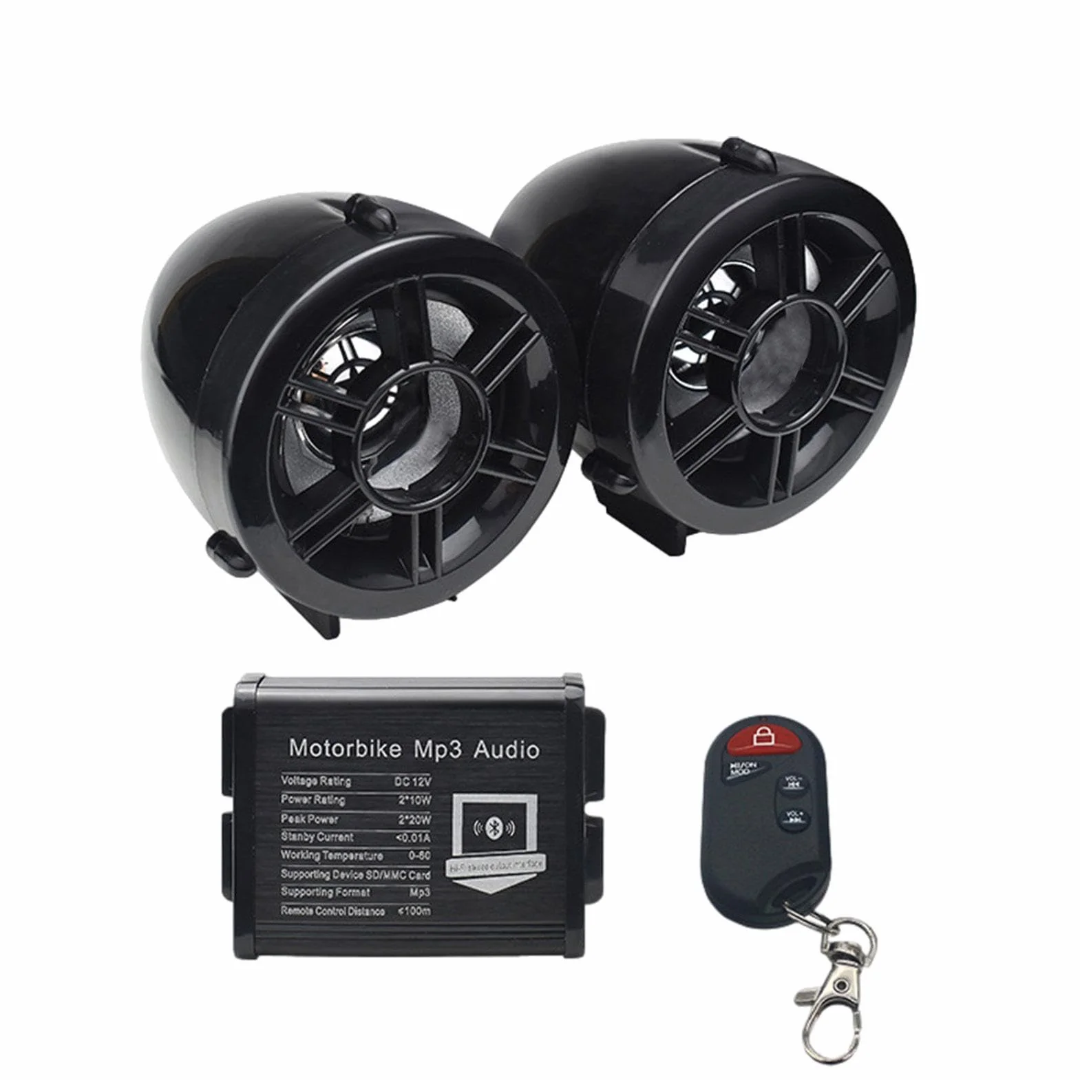 audio per moto, altoparlanti impermeabili per moto, altoparlanti stereo da 10,2 cm, amplificatore AUX MP3 integrato classe D da 300 Watt, adatto per manubri da 1 a 1,25 pollici