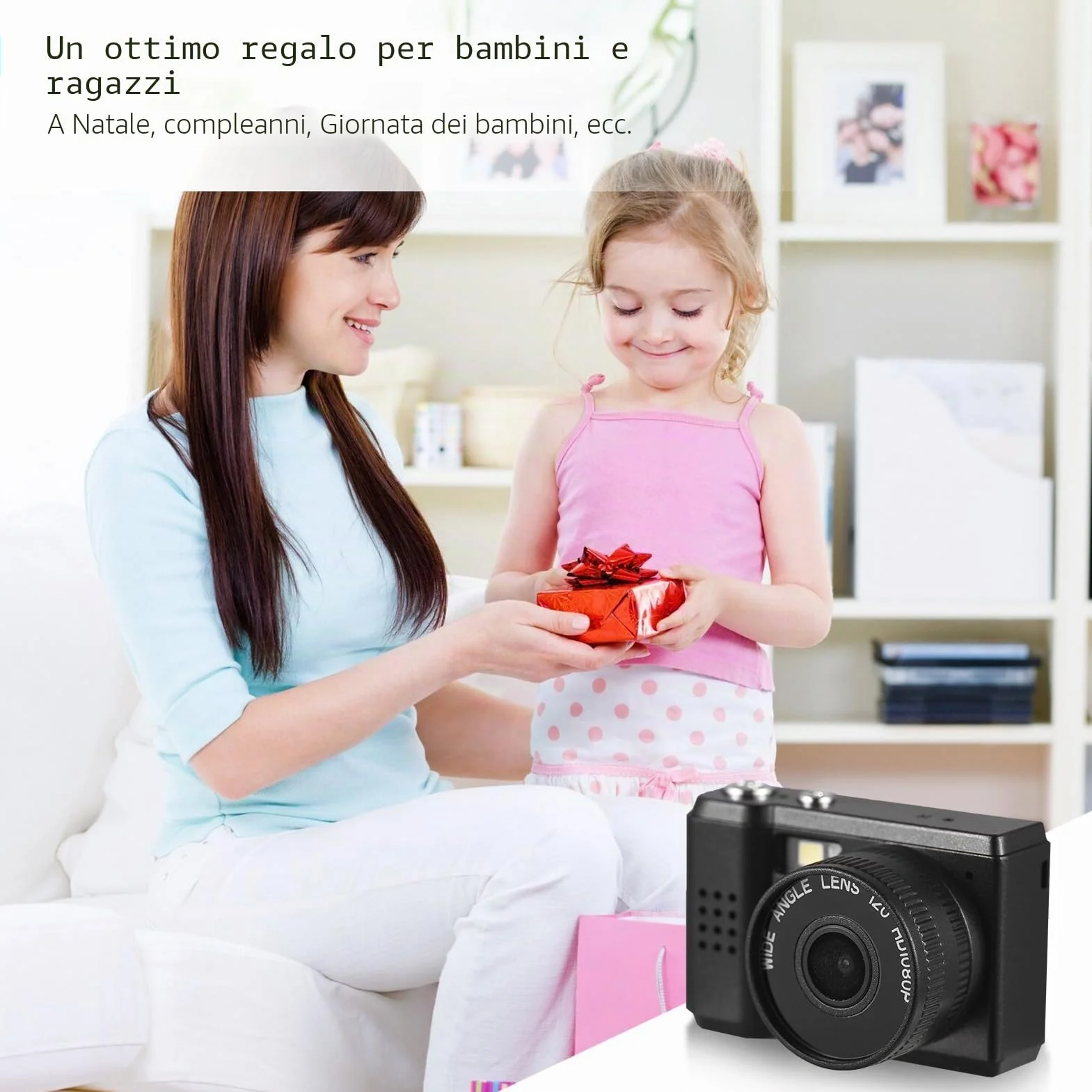 Andoer Mini Fotocamera Digitale, 1080P, Compatta, Con Schermo LCD, Rosa/Nero, Per Bambini, Adolescenti, Anziani, Principianti