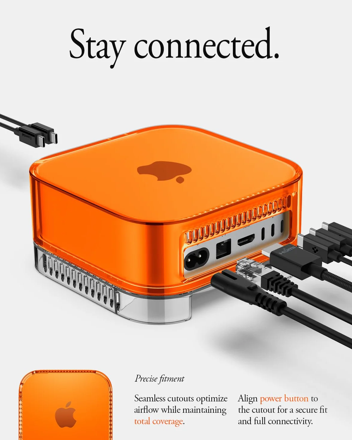 Spigen Classic C1 Cover con Supporto per filtro dell'aria integrato Compatibile con Mac mini M4 / M4 Pro Chip (2024) - Tangerine